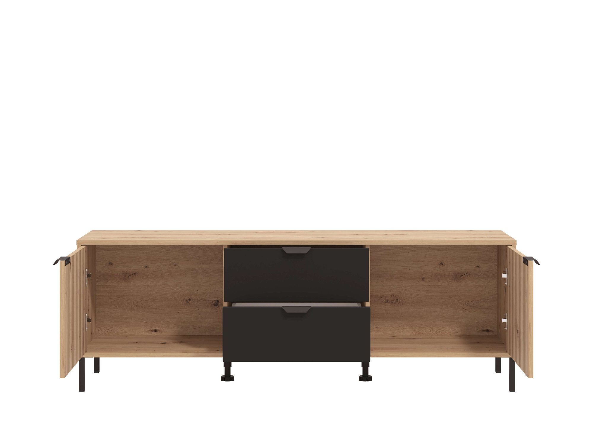 Home affaire Tv-meubel Mayenne, TV-lowboard, breedte 157 cm TV-kast, deuren met groeflook, 2 lades