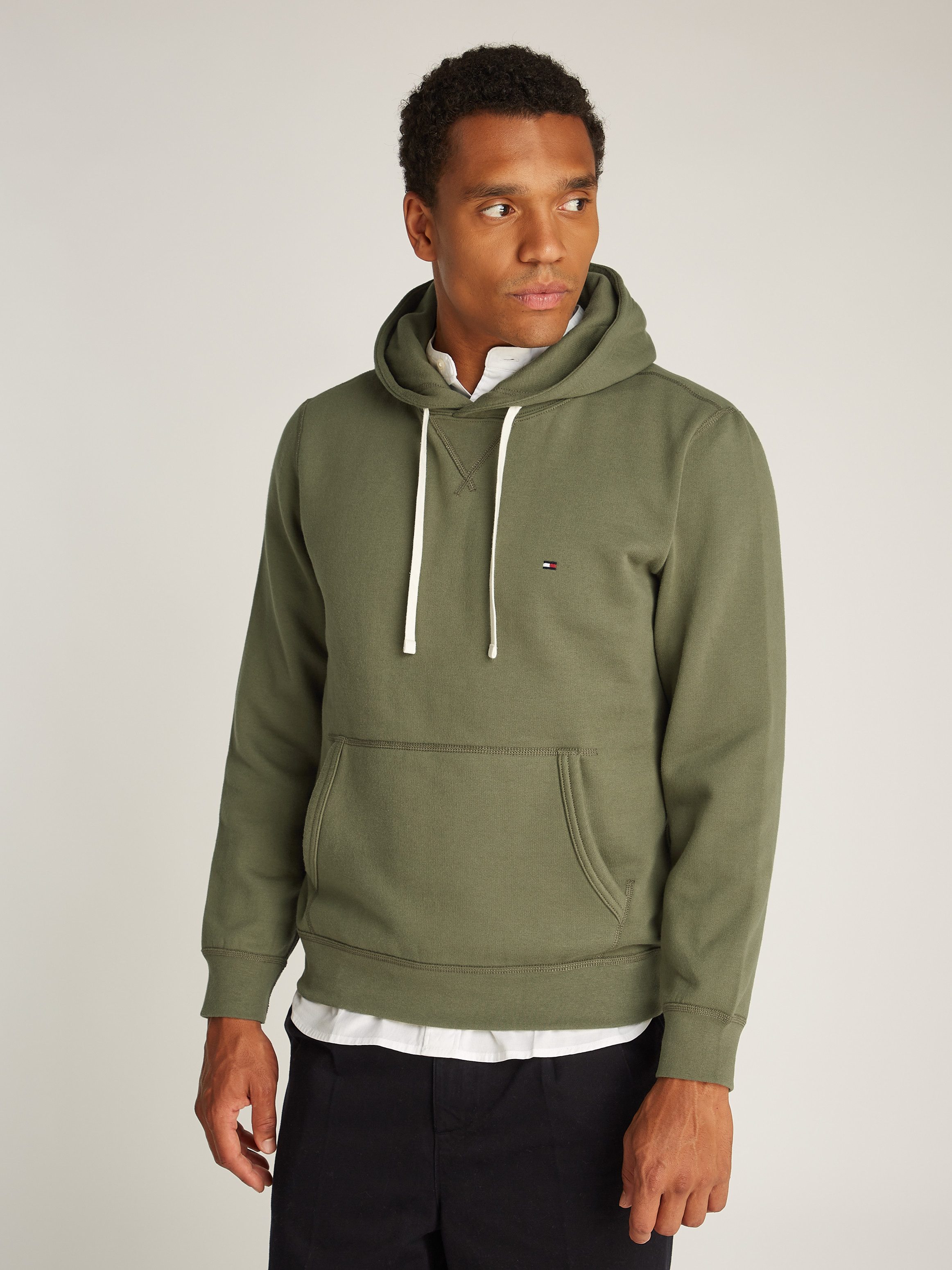 Tommy Hilfiger Small Flag Hoodie Green- Heren Green