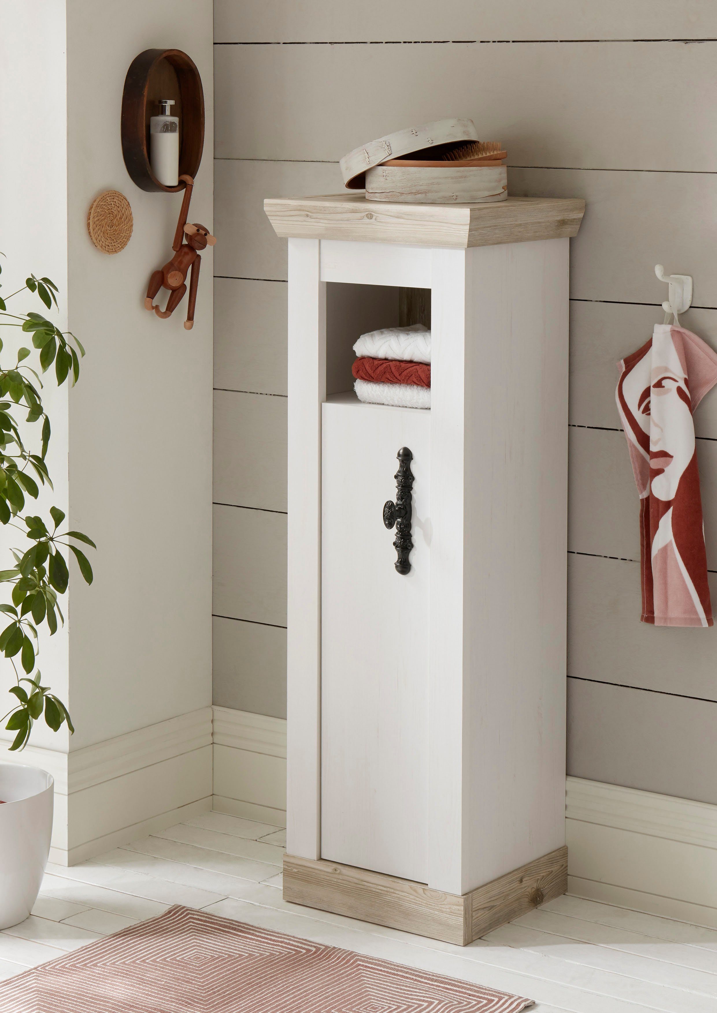 Home affaire Halfhoge kast Florenz, badkamerkast in landhuisstijl, kast met metalen handgrepen