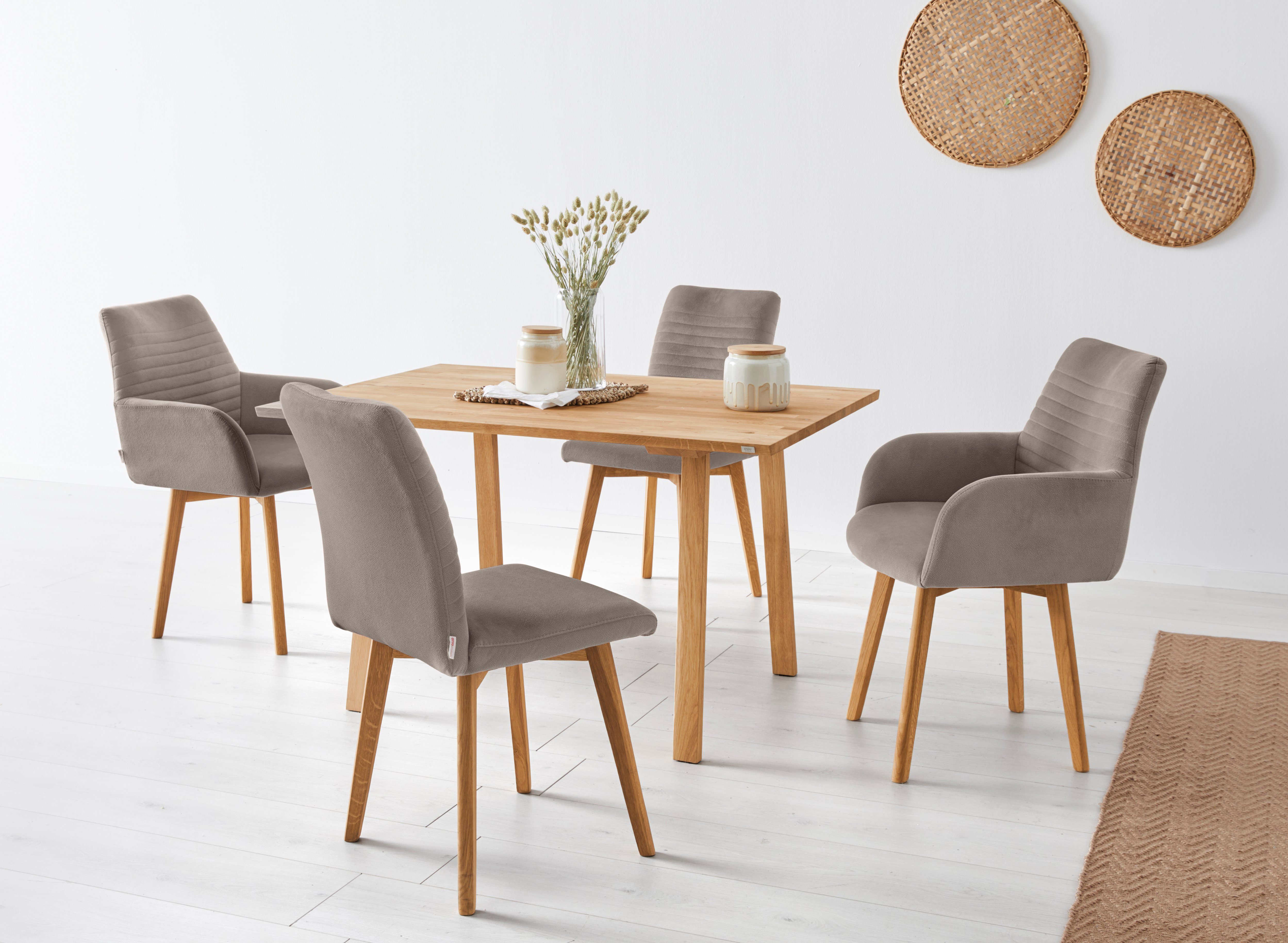OTTO products Eetkamerstoel Alessja Bekleding van microvezel, frame van eiken massief hout (set, 2 stuks)