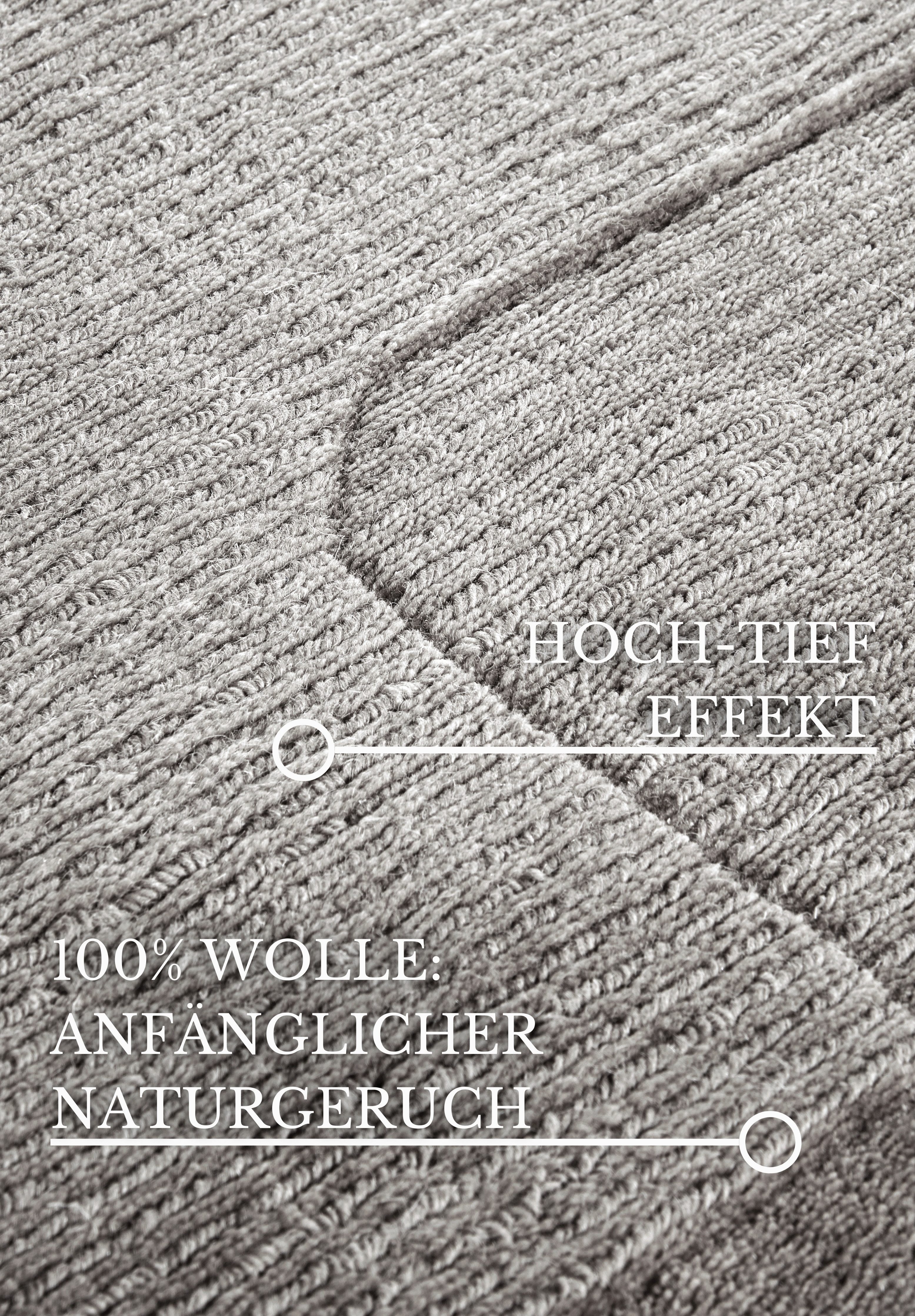 Villeroy & Boch Wollen kleed Charlotte Loper, handgeweven, wol, natuur, loper, woonkamer, geometrie