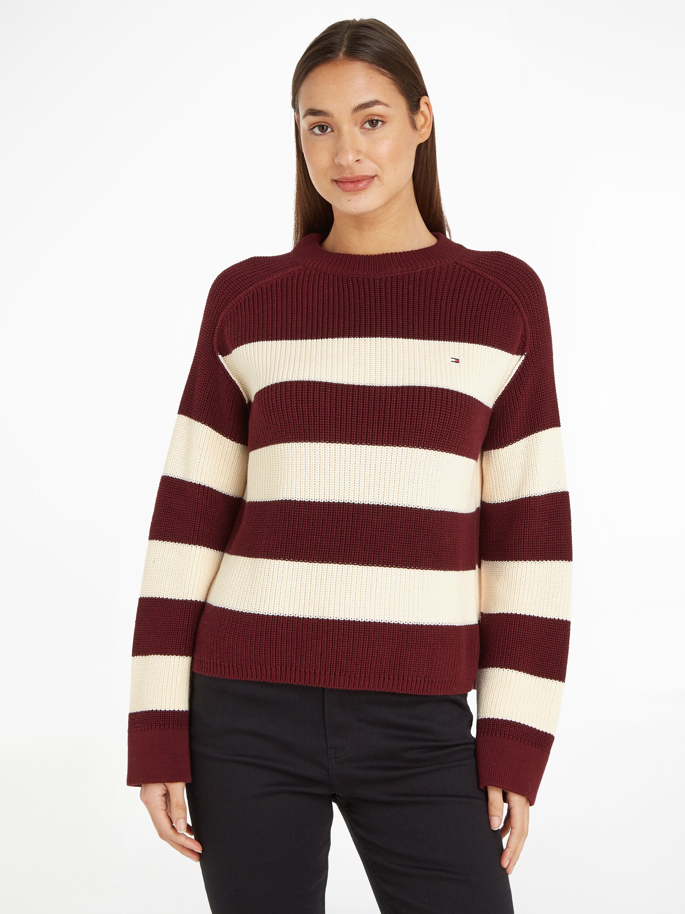 Tommy Hilfiger Trui met ronde hals met geborduurd logo (Global Serie TH VROUWEN)