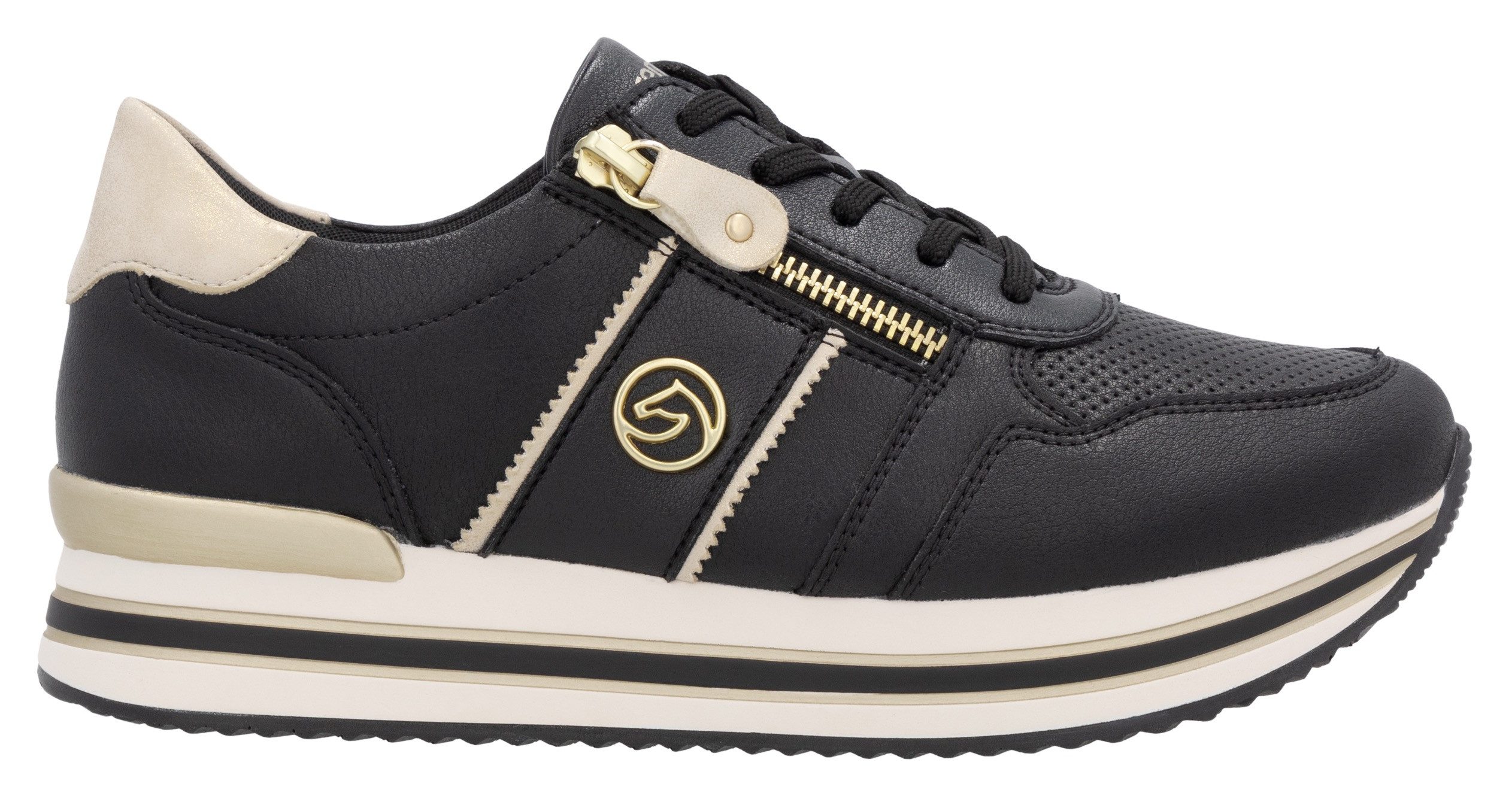 Remonte Plateausneakers , vrijetijdsschoen, lage schoen, veterschoen met zijrits