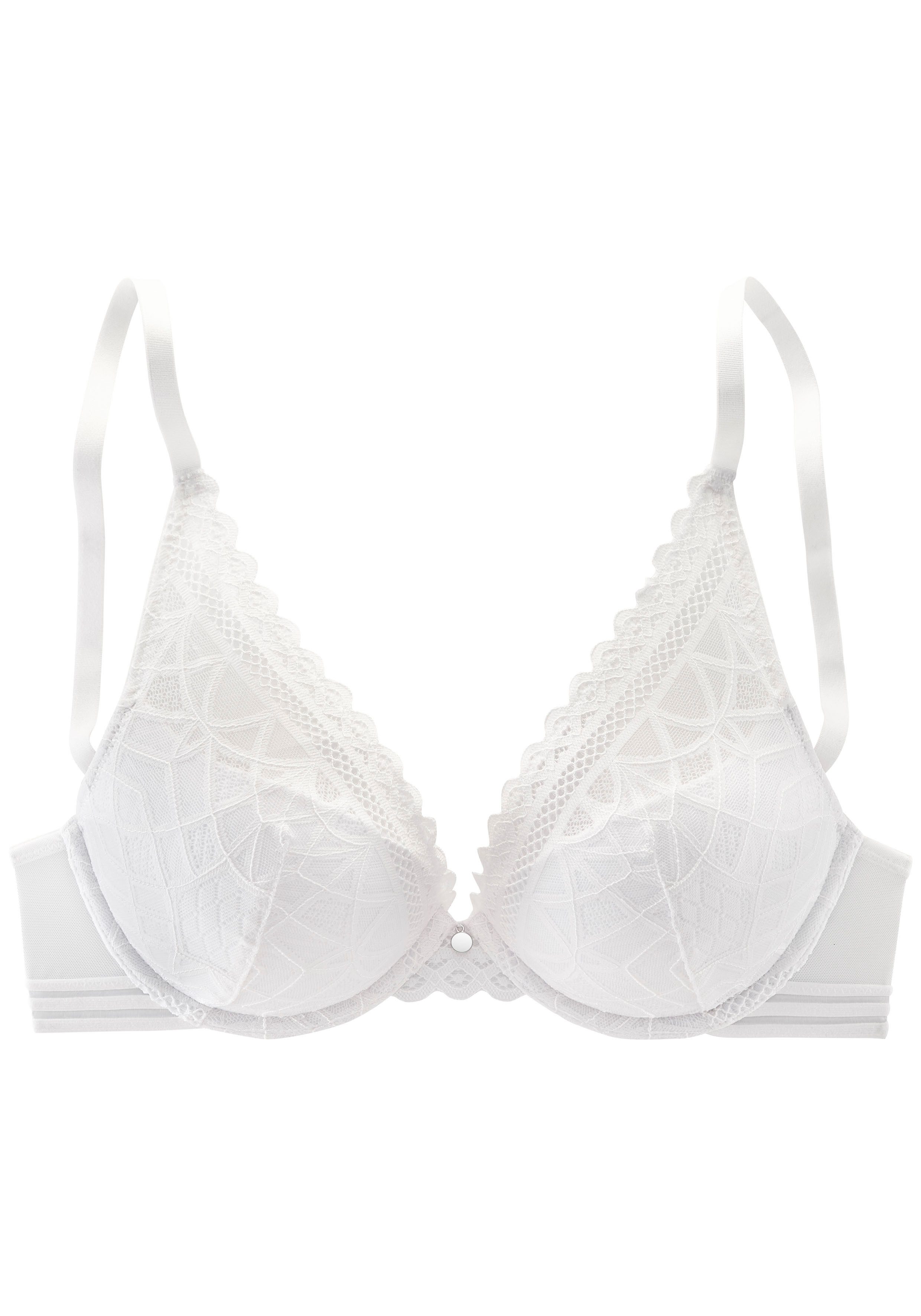 s.Oliver RED LABEL Beachwear Push-up-bh Milene in de elegante high-apex look met grafische jacquardkant, sexy lingerie