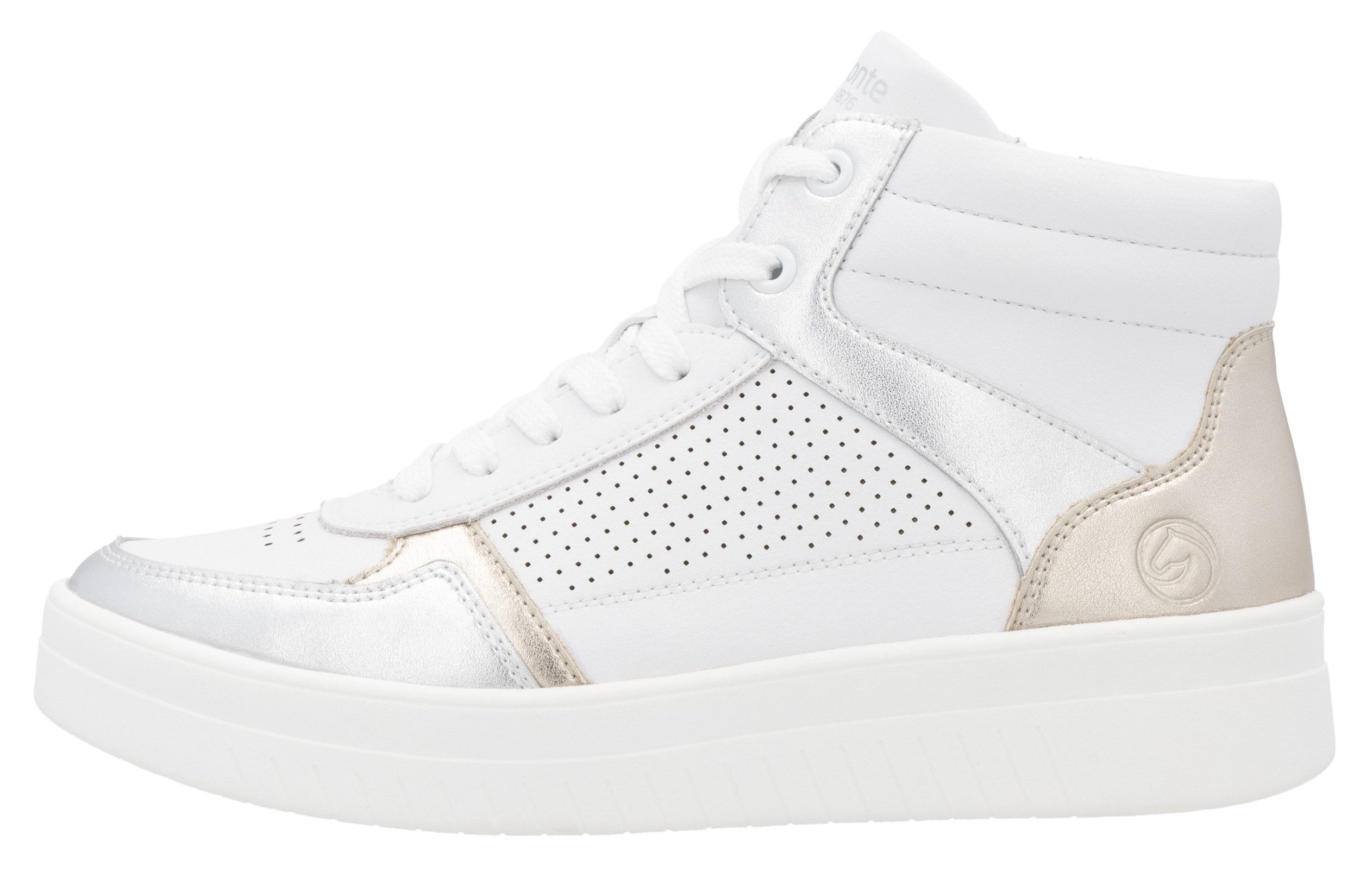 Remonte Plateausneakers , vrijetijdsschoen, veterschoen, high top sneaker met contrasterende afwerking