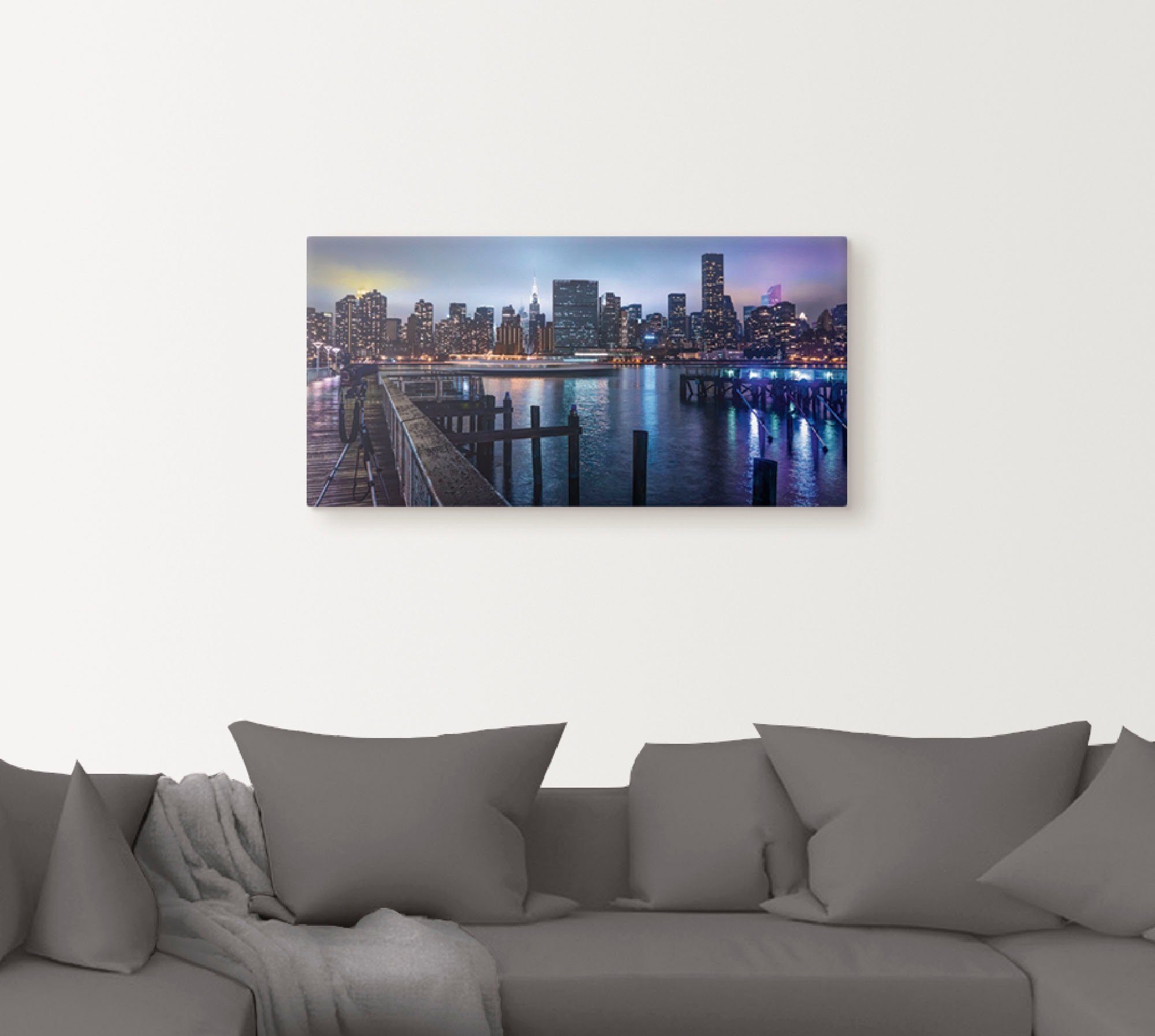 Artland Artprint New York Manhattan in de schemering als artprint op linnen, poster in verschillende formaten maten