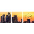 conni oberkircher´s wanddecoratie los angeles sunset - los angeles zonsondergang met decoratieve klok, stad, skyline, flatgebouwen, zonsondergang (set) multicolor