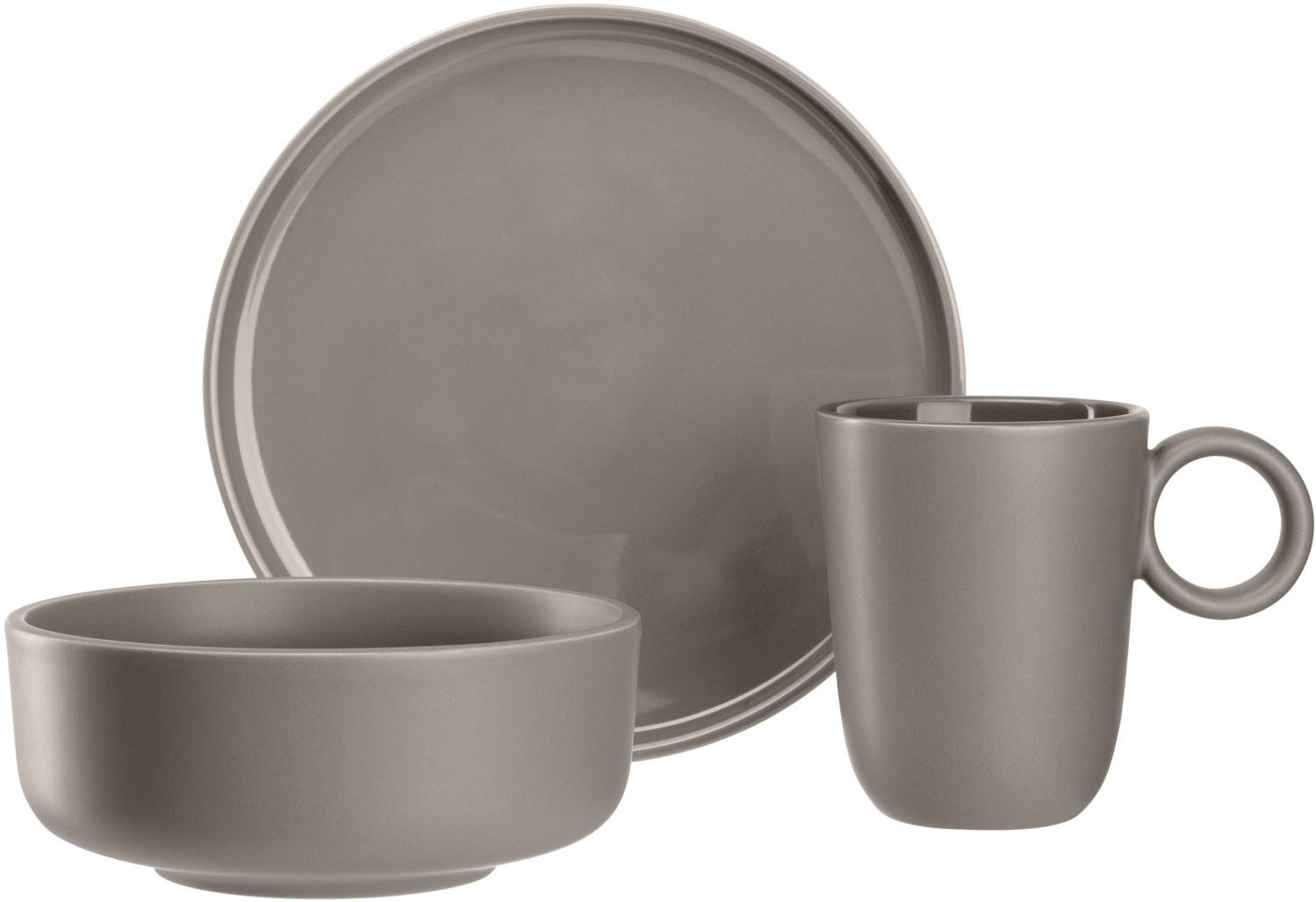 LEONARDO Servies ROMA, Servies, 6-delig (set) borden grijs
