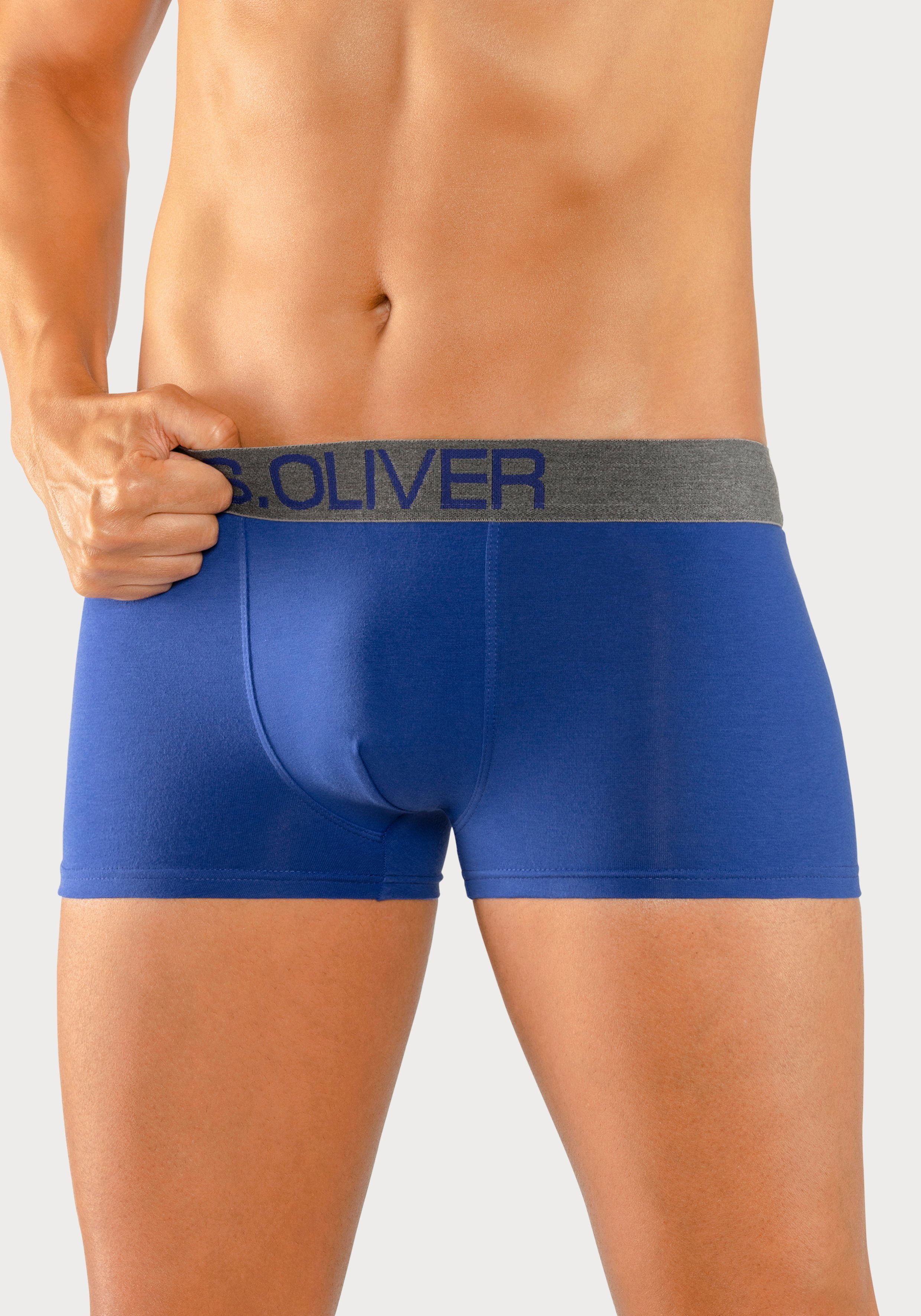 s.Oliver RED LABEL Beachwear Hipster strak zittende boxershorts voor heren van katoenmix (set, 4 stuks)