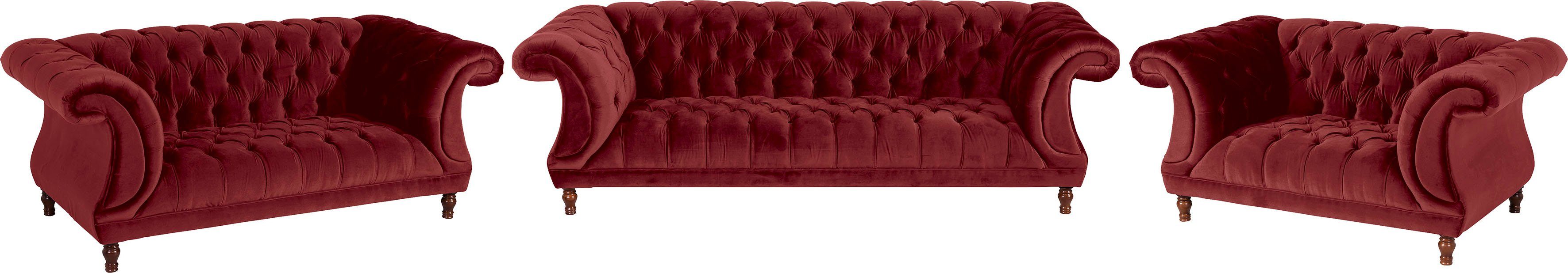 Max Winzer® Loveseat Isabelle, loungestoel Capitonnage & gedraaide poten in beuken notenkleur, breedte 167 cm