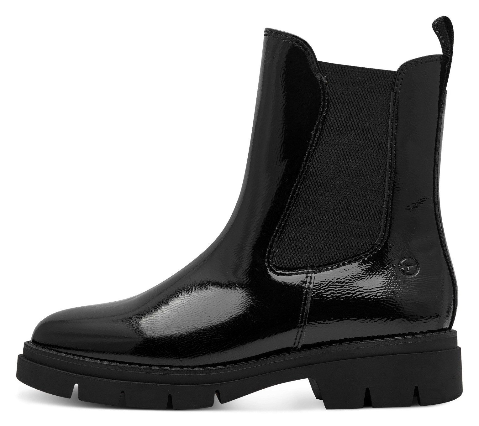 Tamaris Chelsea-boots hakken, enkellaars, zakelijke schoen, instaplaarzen, t-logo-decoratie