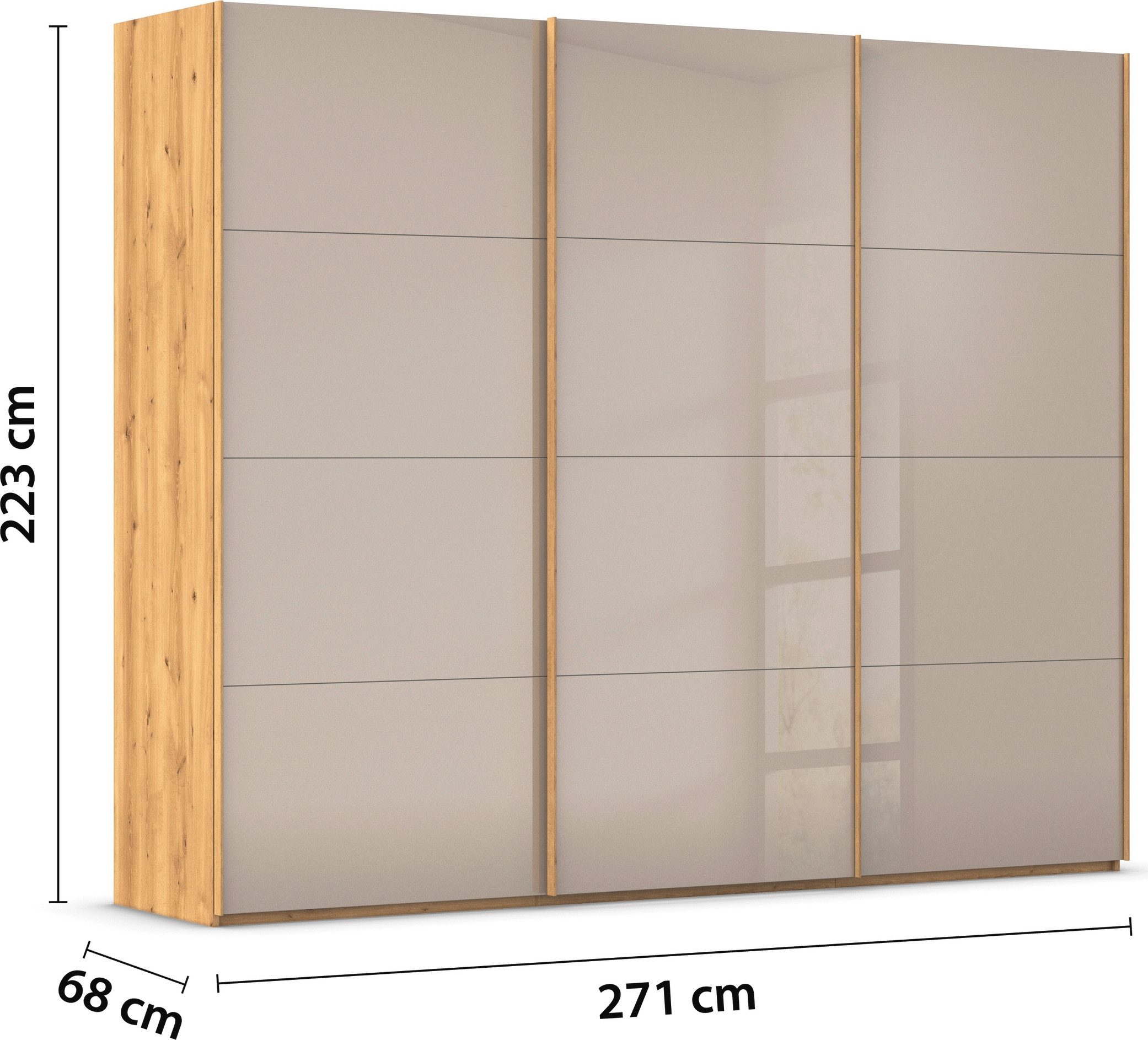 rauch Schuifdeurkast Kledingkast Kast Garderobe Slaapkamerkast SCALE-FYRA edel vierdelige deuren met glas-front veel kleuren made in germany