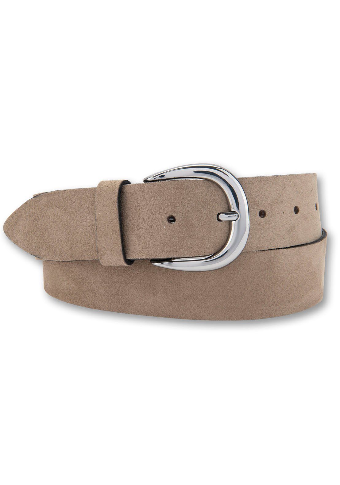 BERND GÖTZ Leren riem in brede klassieke look, suède dames brede riemen maat 100 bruin