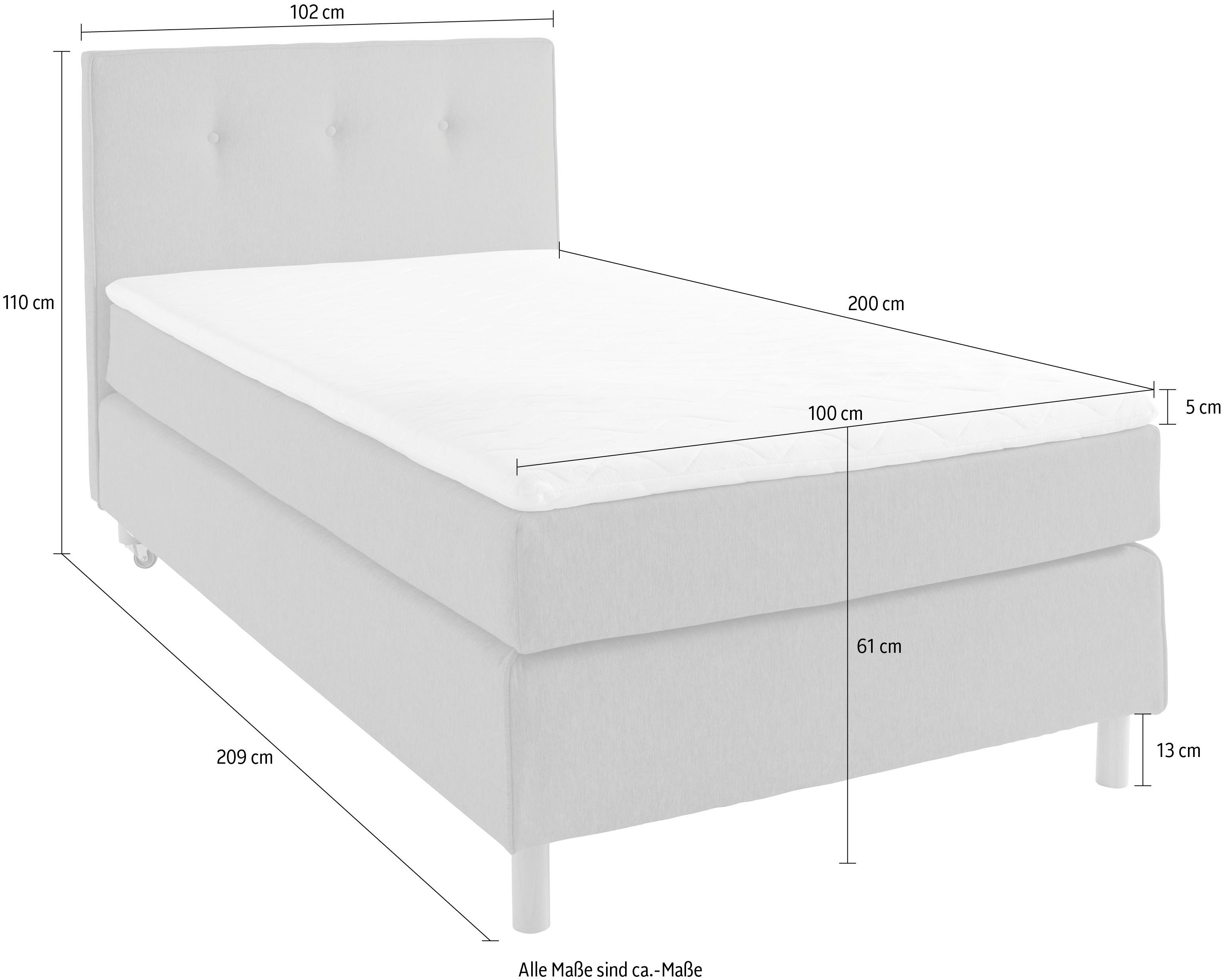Home affaire Boxspring Heimatblick 100x200cm naar wens uitbreidbaar naar dubbel- en familiebest
