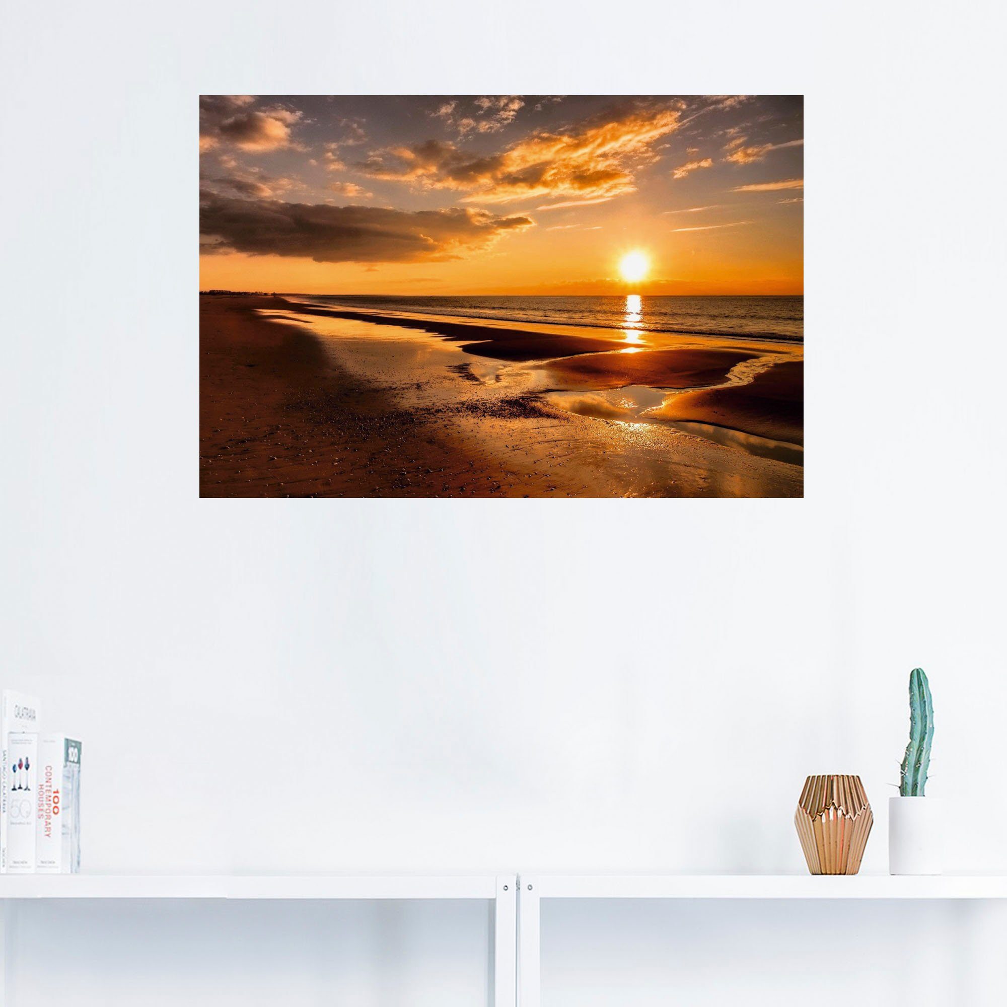 Artland Artprint Zonsondergang aan de Middellandse Zee als artprint op linnen, poster, muursticker in verschillende maten
