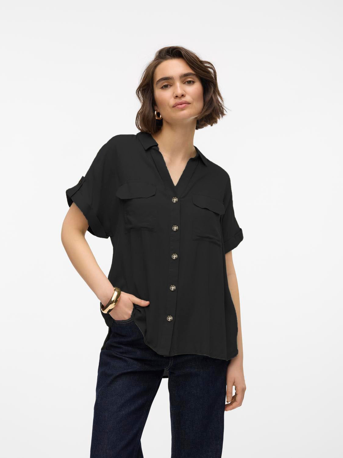 Vero Moda Overhemdblouse met knoopsluiting model 'BUMPY'