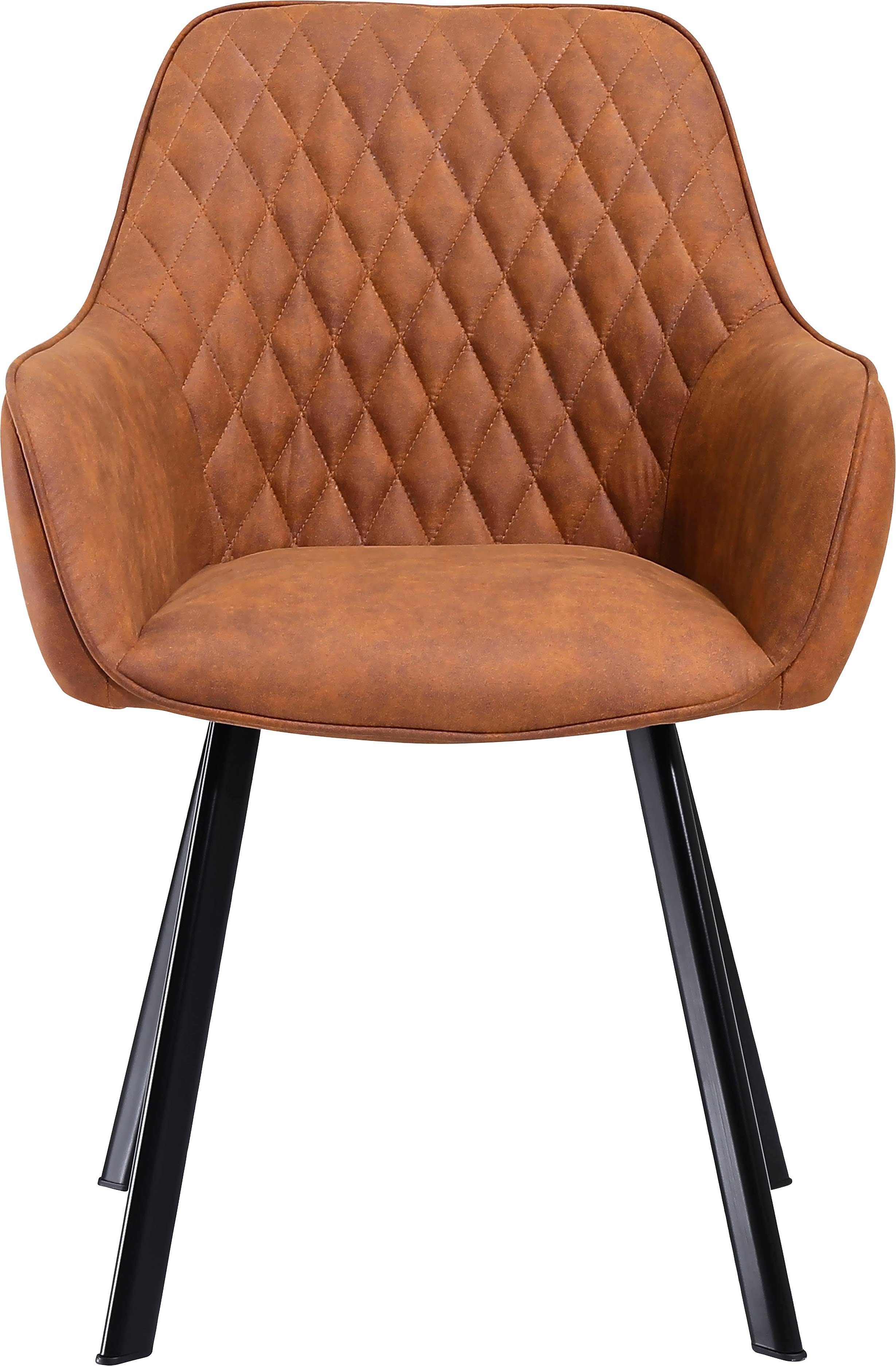 SalesFever Stoel met armleuningen Rugleuning met ruitstiksel (set, 2 stuks)