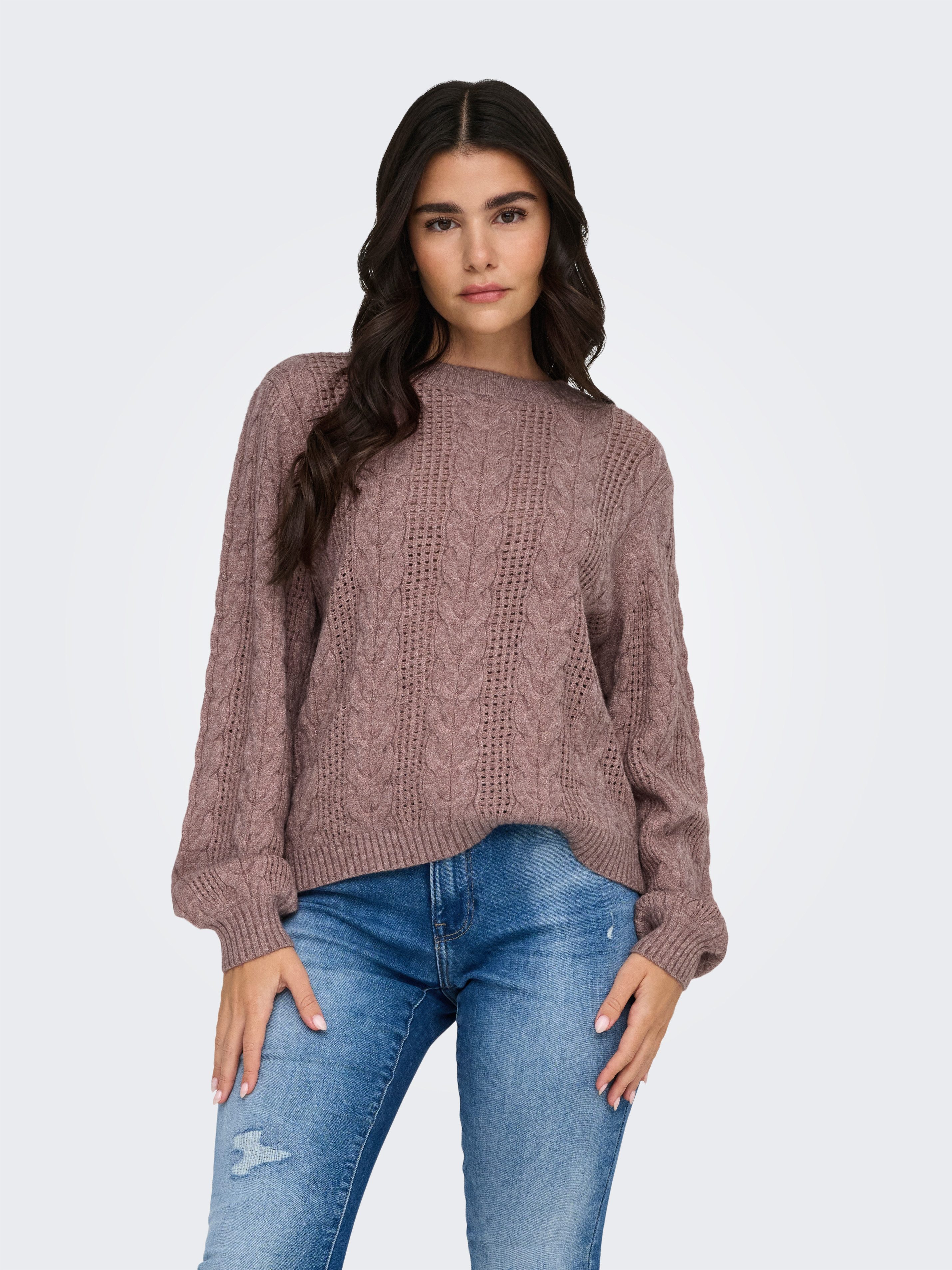 Only Trui met ronde hals ONLRUBINA LS CABLE O-NECK KNT NOOS