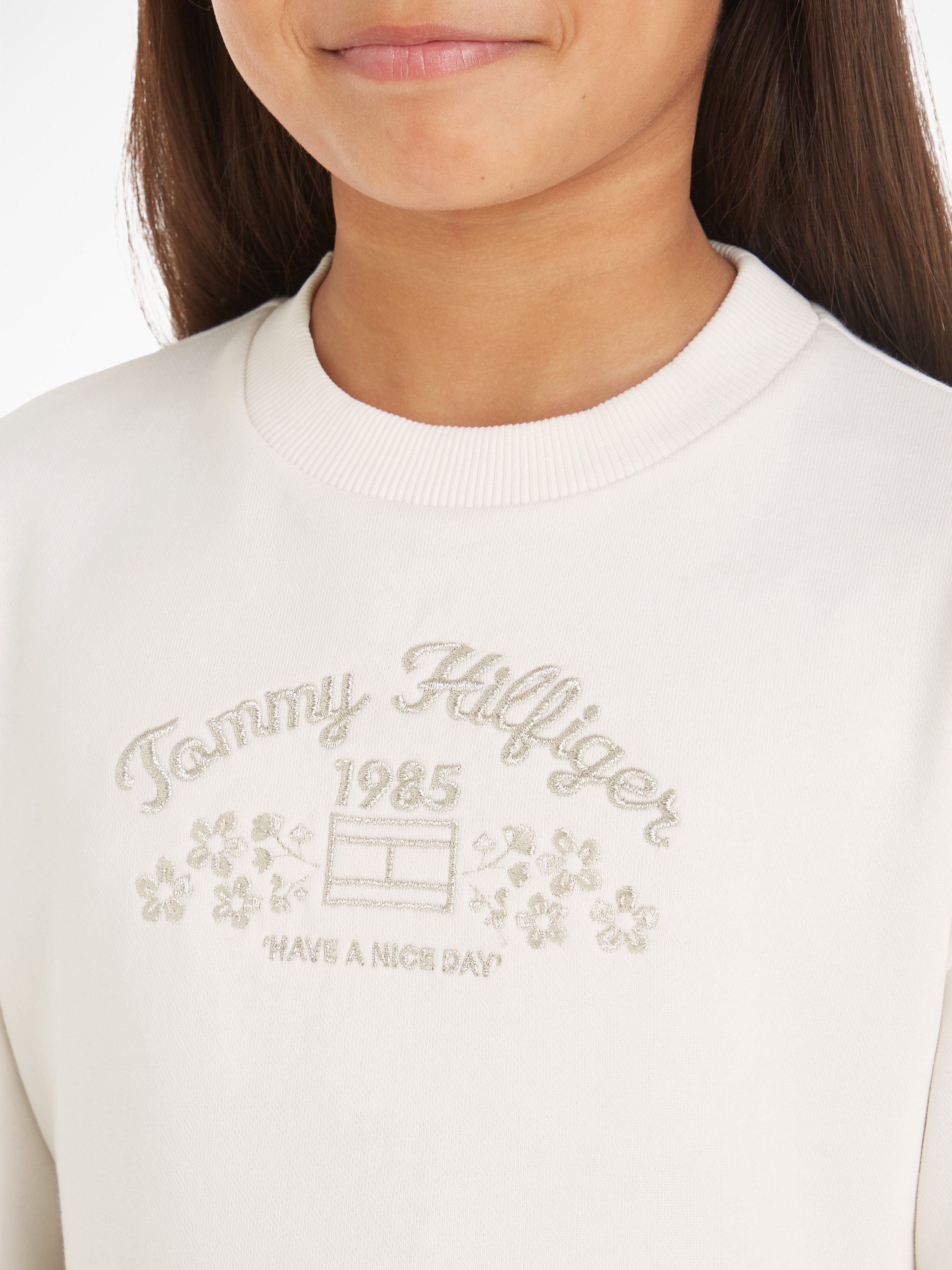 Tommy Hilfiger Gebreide jurk EMB FLOWER KNITTED DRESS LS Kinderen tot 16 jaar met logo-opdruk