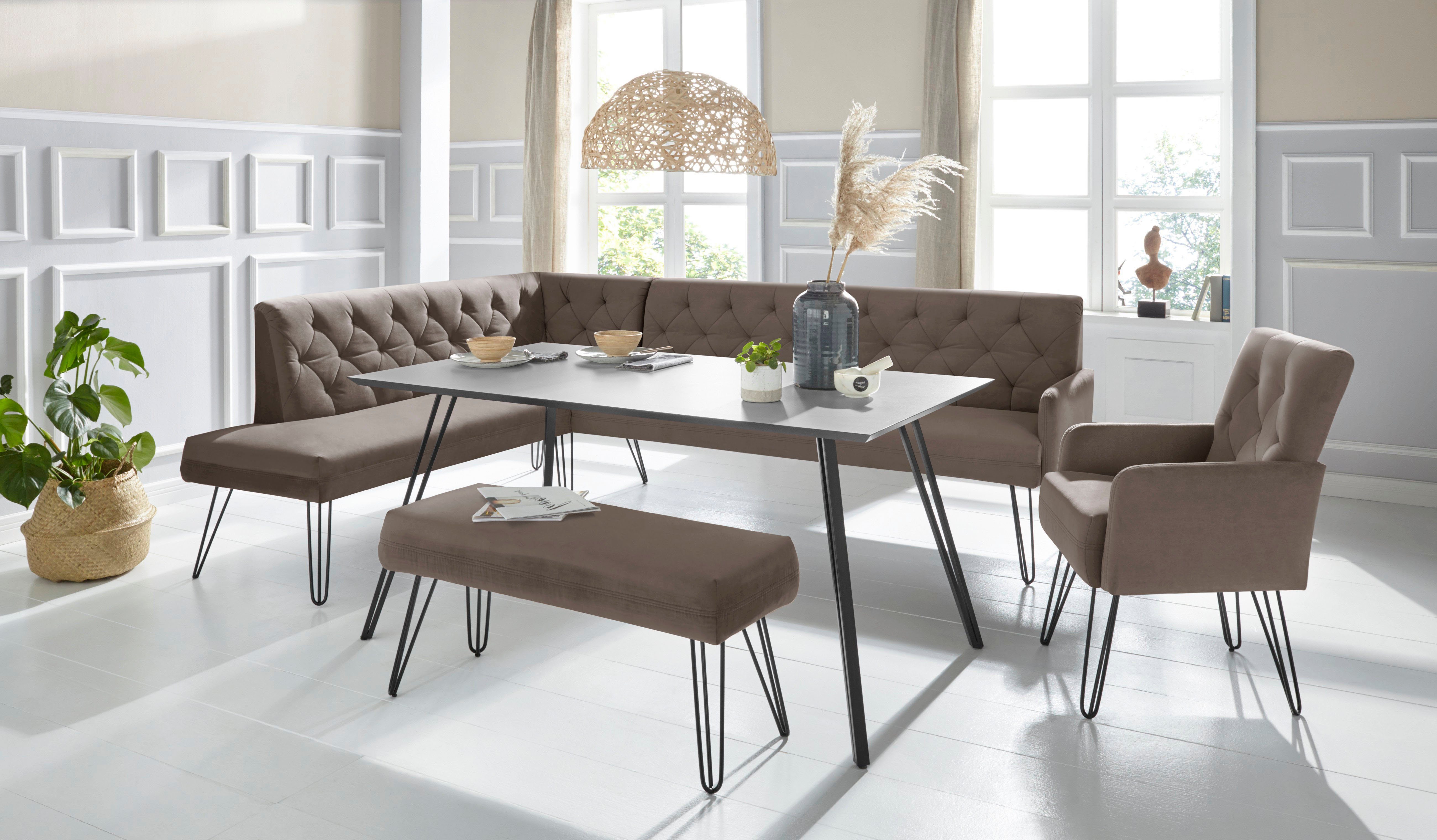 exxpo - sofa fashion Hoekbank Doppio, Chesterfield look, comfortabel en handig, hoge designvoeten