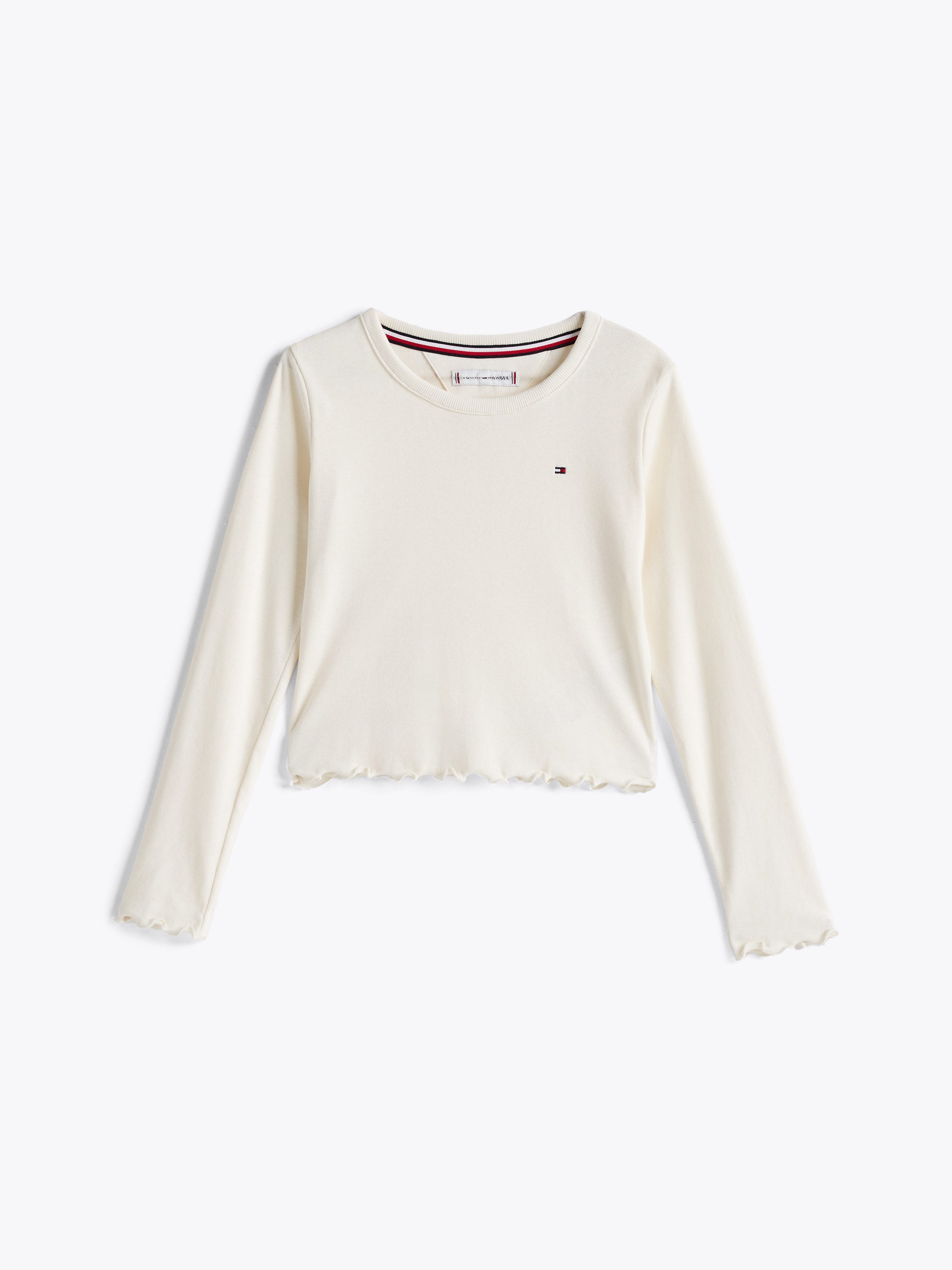 Tommy Hilfiger Shirt met lange mouwen SLUB KNIT TOP LS met golvende zoom