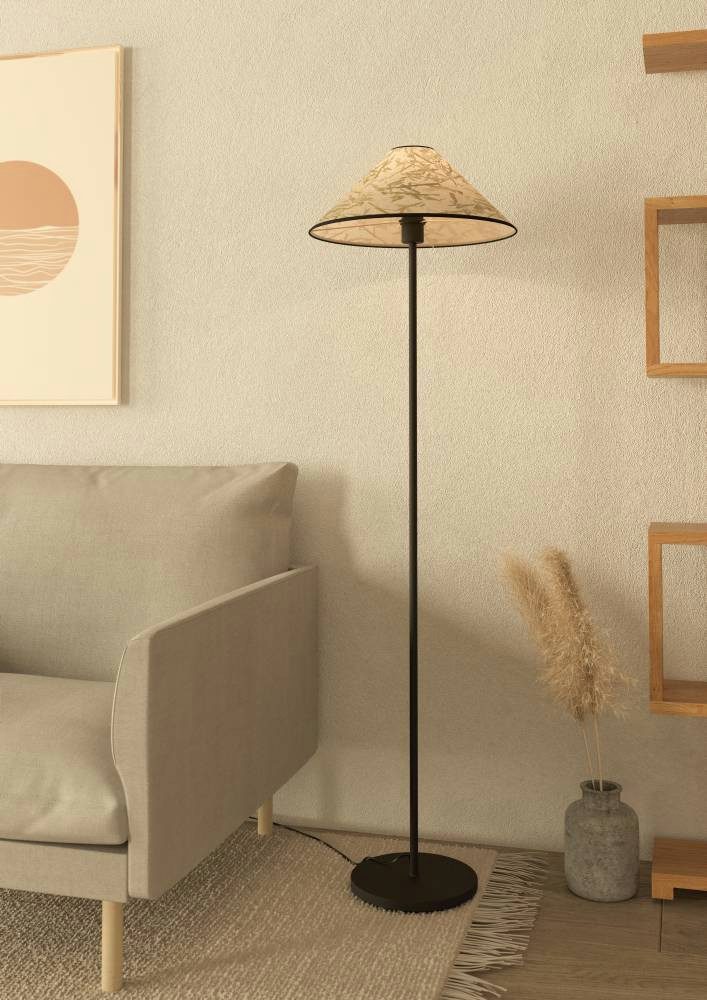 EGLO Staande lamp OXPARK Vloerlamp, vloerlamp, textiel met bamboe bladeren, woonkamer (1 stuk) vloerlampen beige