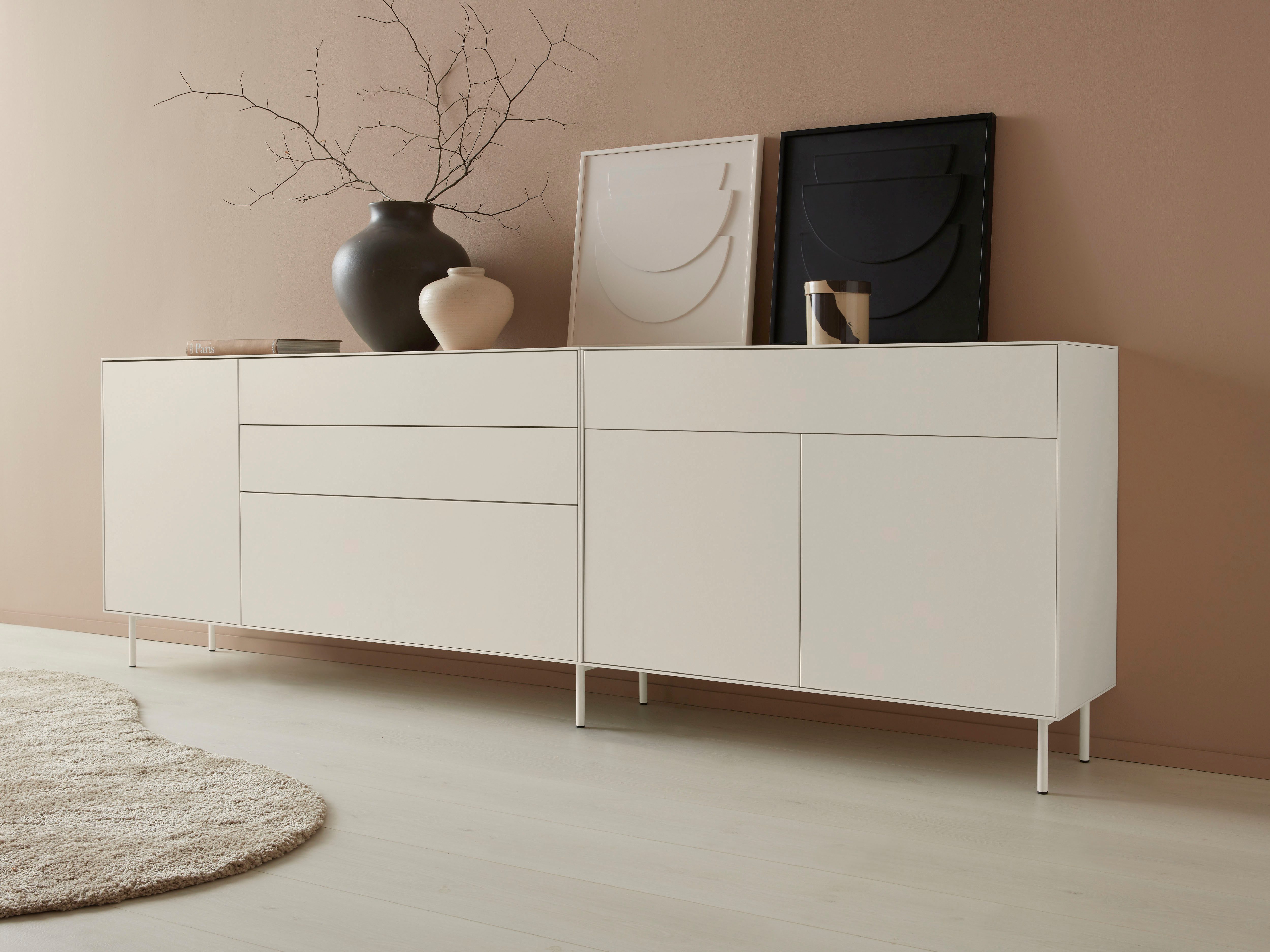 LeGer Home by Lena Gercke Dressoir Essentials Breedte: 279 cm, MDF gelakt, push-to-open-functie (2 stuks) dressoirs grijs