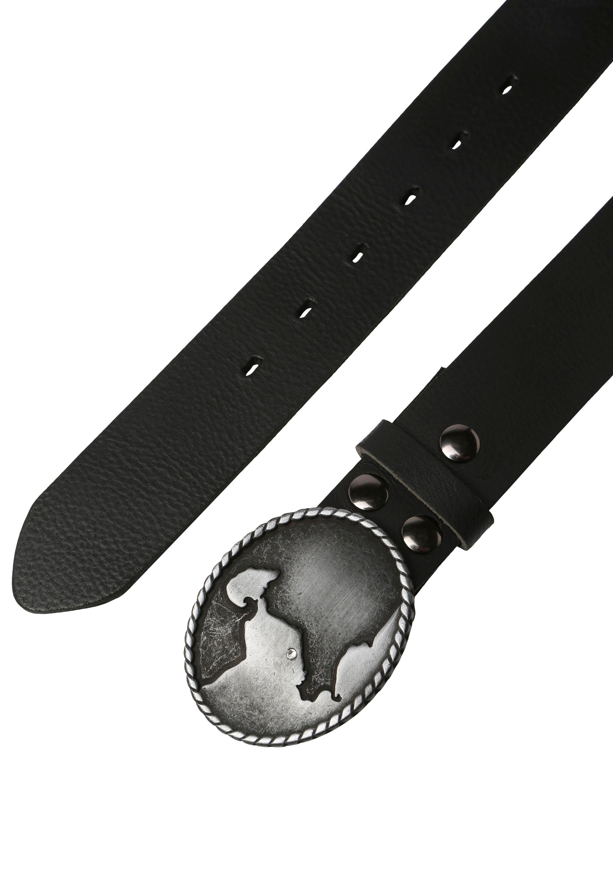 RETTUNGSRING by showroom 019° Leren riem Sluiting "Grömitz zwart gesatineerd met Swarovski-kristal veredeld"