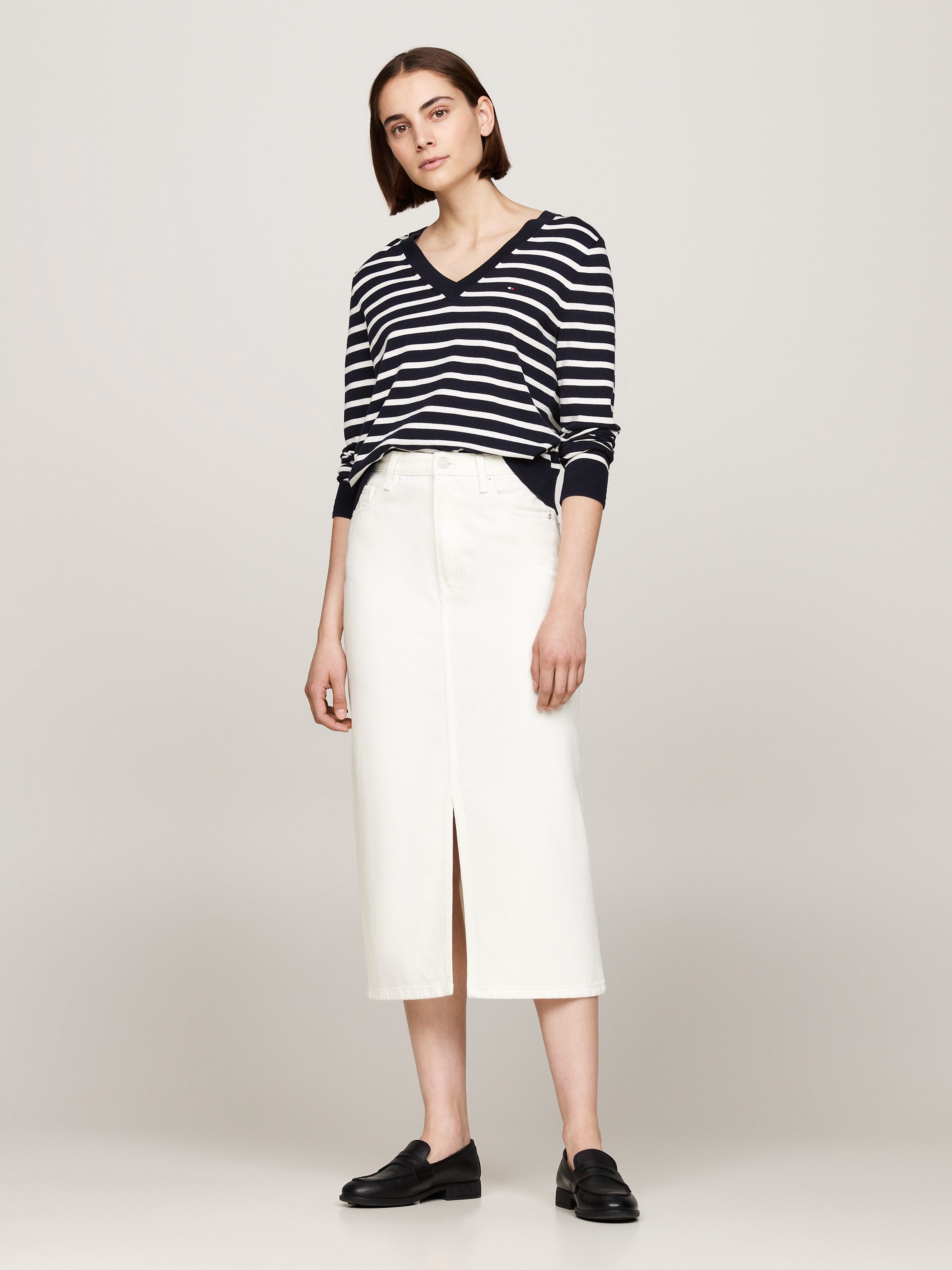 Tommy Hilfiger Kokerrok MIDI STRAIGHT SKIRT HW ECRU