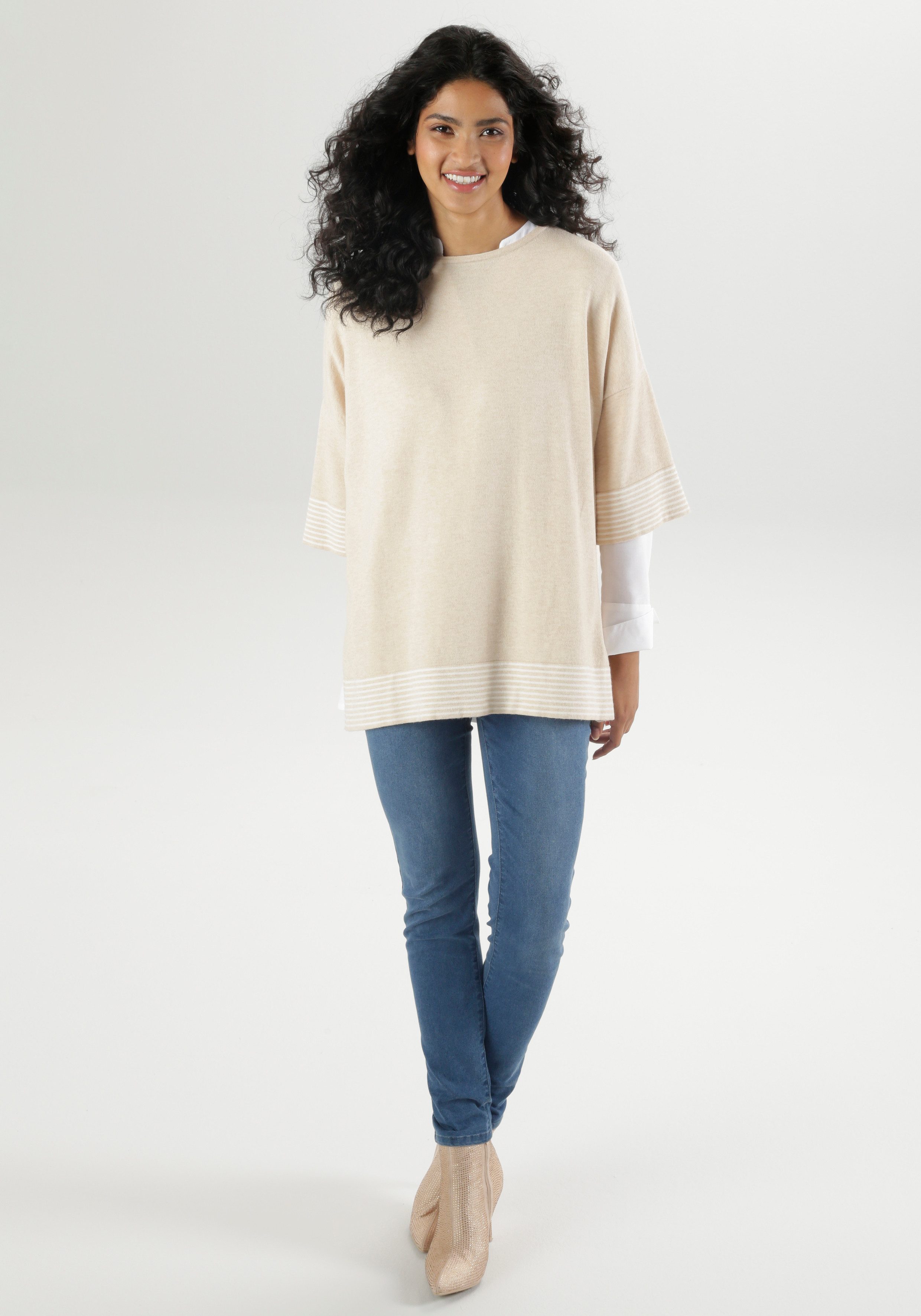 Aniston SELECTED Gebreide trui in casual ponchostijl