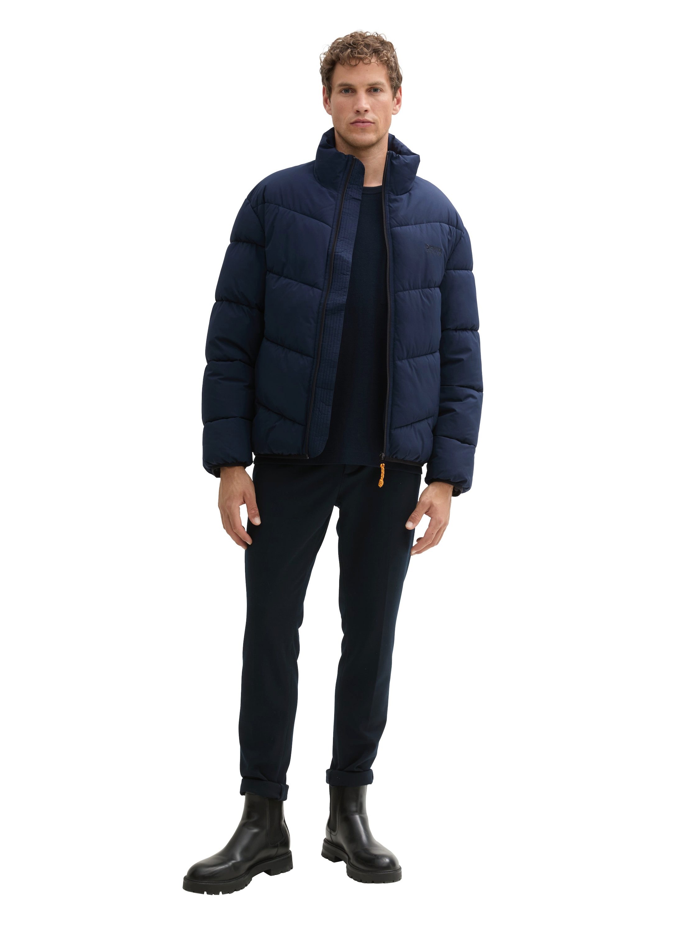 Tom Tailor Denim Gewatteerde jas met logoprint