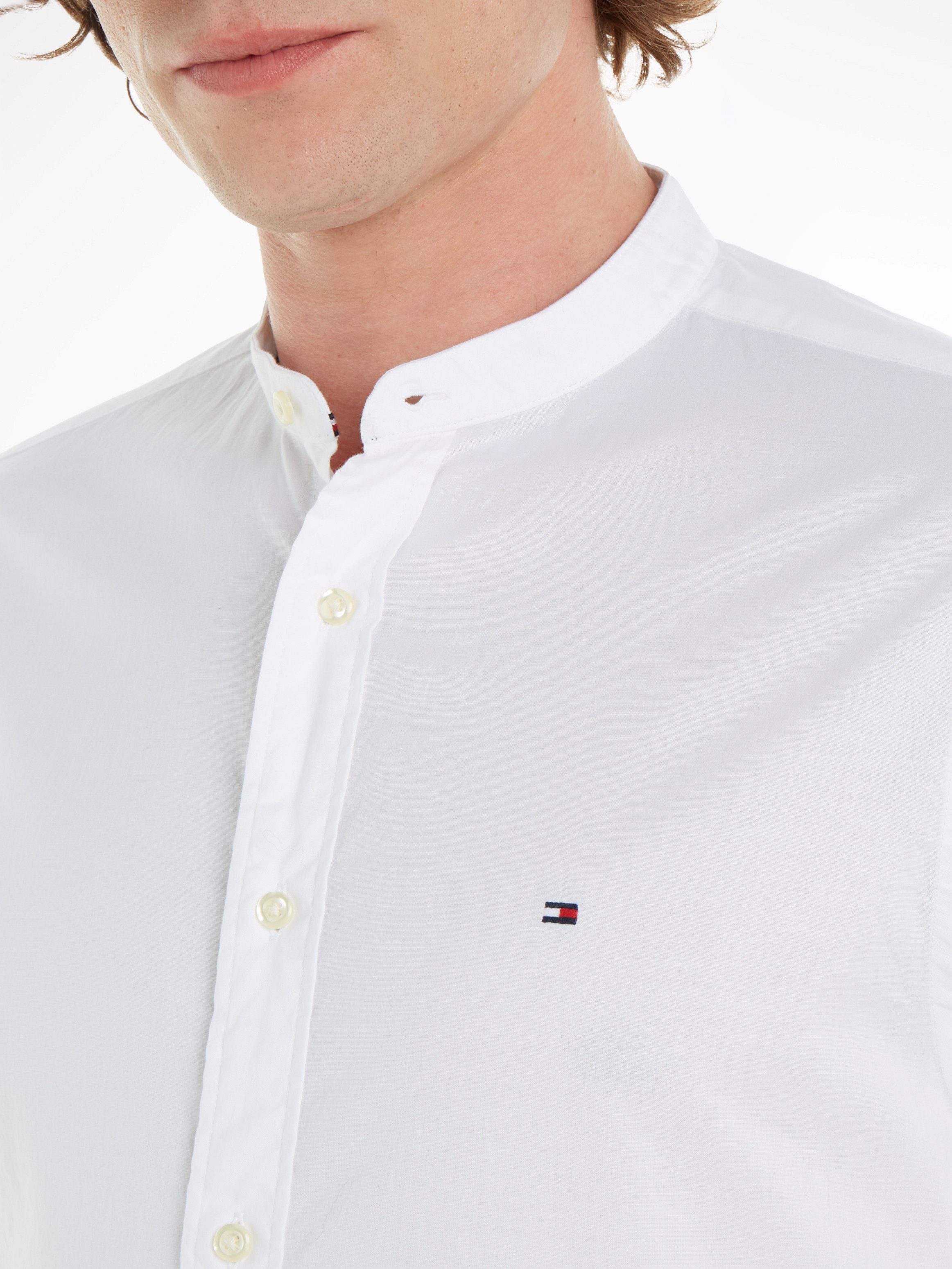 Tommy Hilfiger Overhemd met lange mouwen NATURAL SOFT SOLID MAO RF SHIRT met tommy hilfiger merkrand binnenin de mouwopening