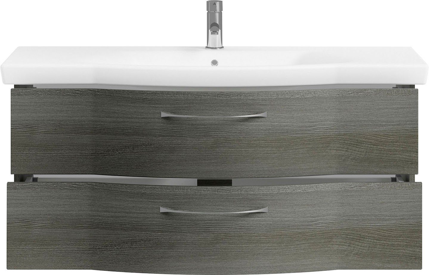 Saphir Badkamerserie 6005 sprint keramiek-wastafelonderkast met onderkast, 122 cm breed Wastafelmeubel inclusief deurdemper, 2 laden, wastafelonderkast set (1 stuk)