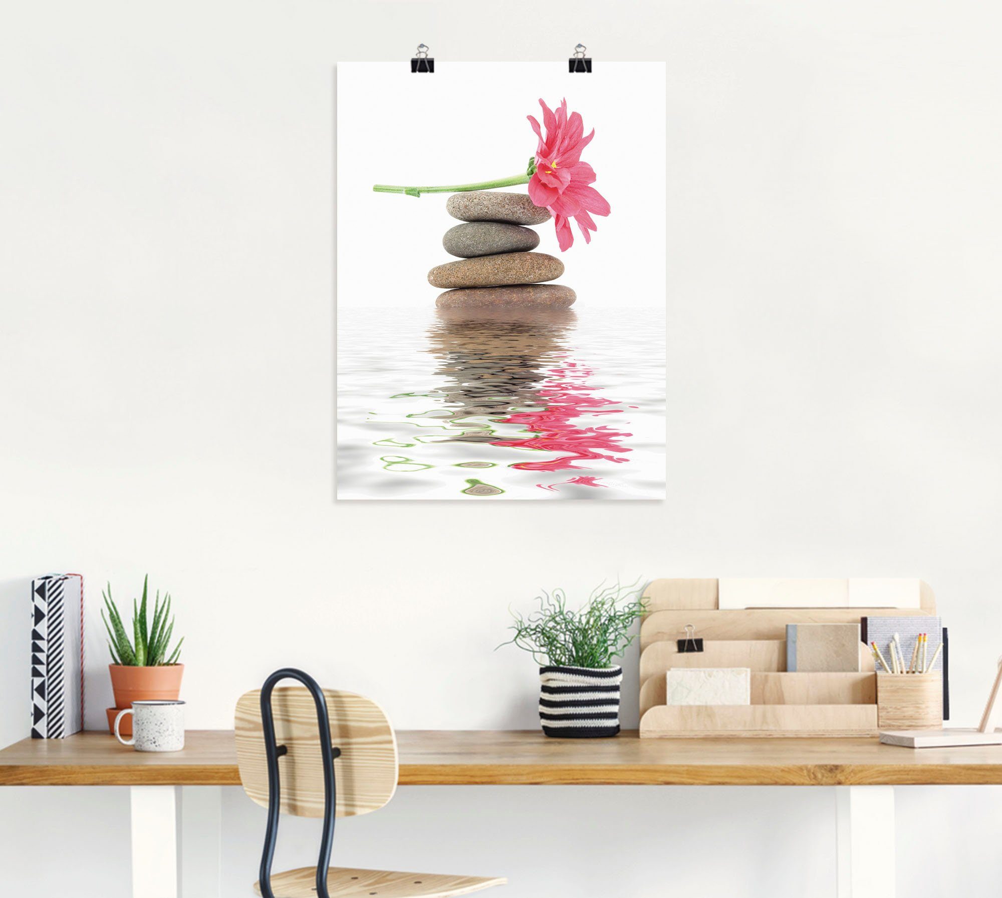 Artland Artprint Zen Spa stenen met bloemen I als artprint op linnen, poster in verschillende formaten maten