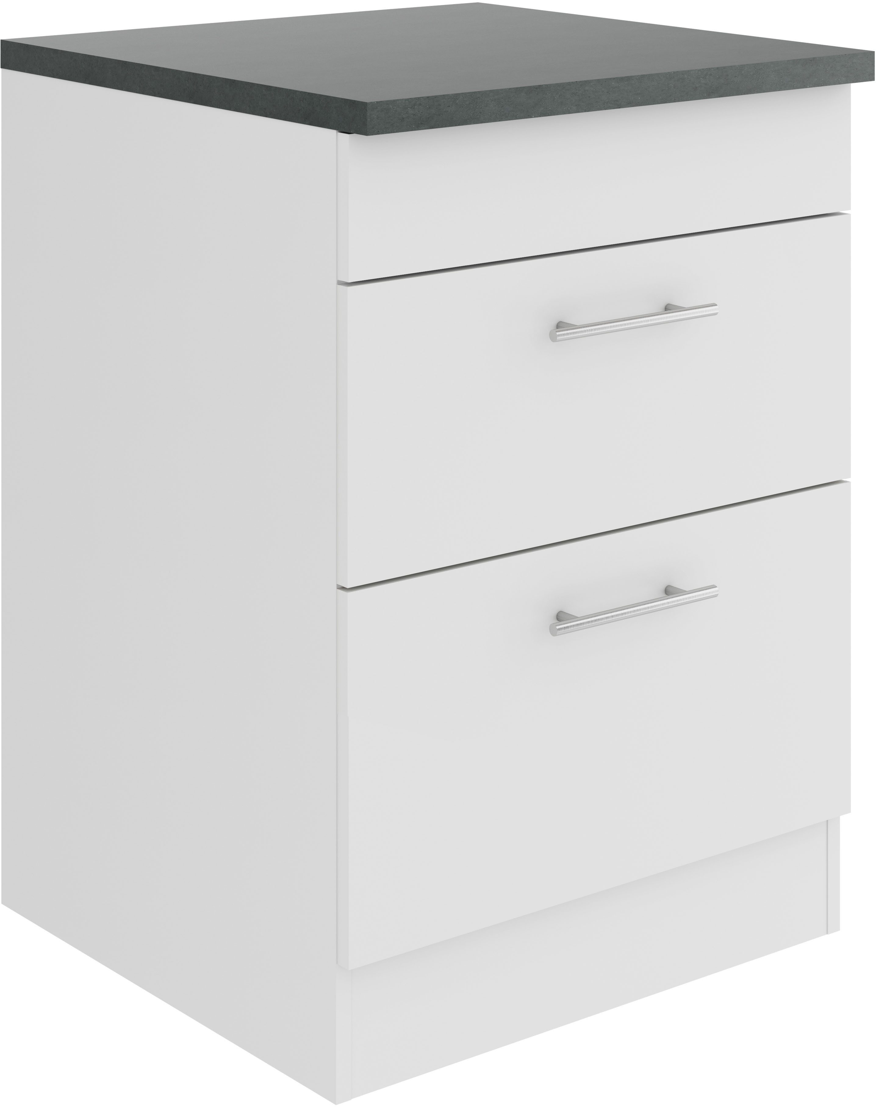 OPTIFIT Ombouwkast voor fornuis Bella Breedte 60 cm, voor kookplaten, 2 uittrekken ombouwkasten wit