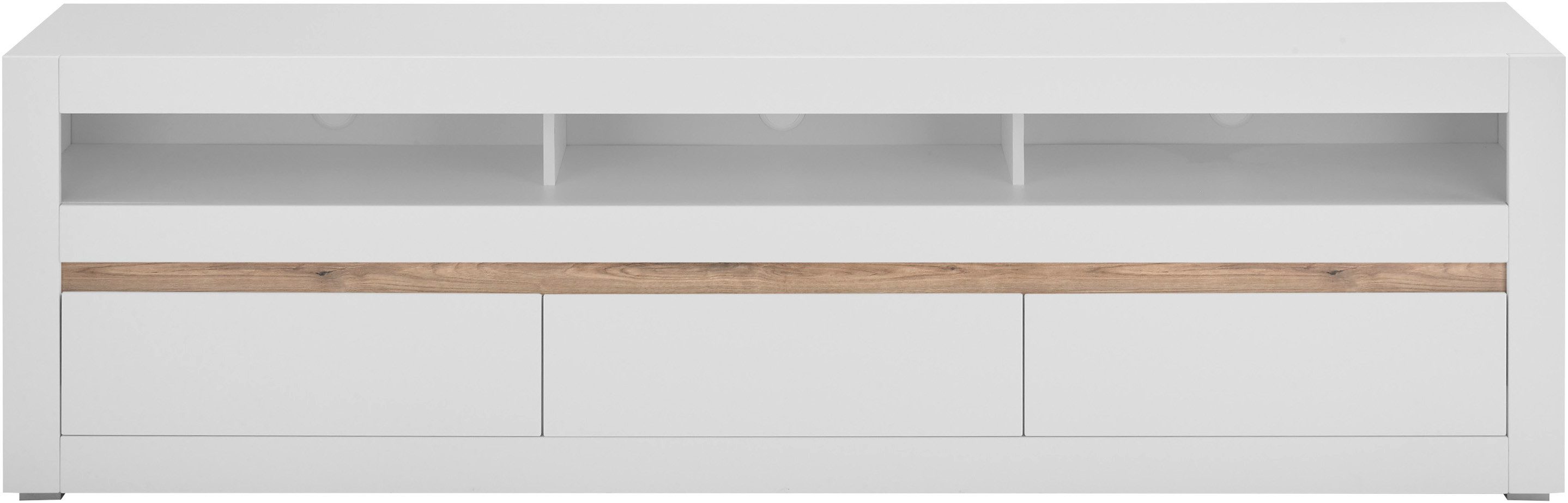 INOSIGN Tv-meubel Chester, moderne TV-kast, Ladekast met opbergruimte, Mat Wit vervangbare afdekking in grepline, tijdloos design, 217 cm breed (1 stuk)