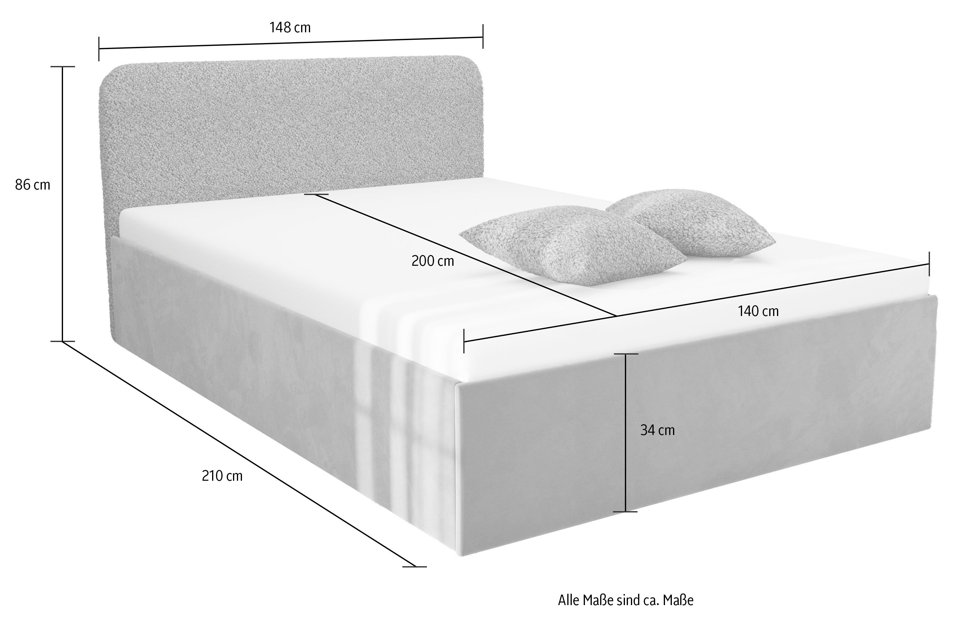 Westfalia Polsterbetten Gestoffeerd bed Shawn bed verkrijgbaar in twee verschillende hoogtes