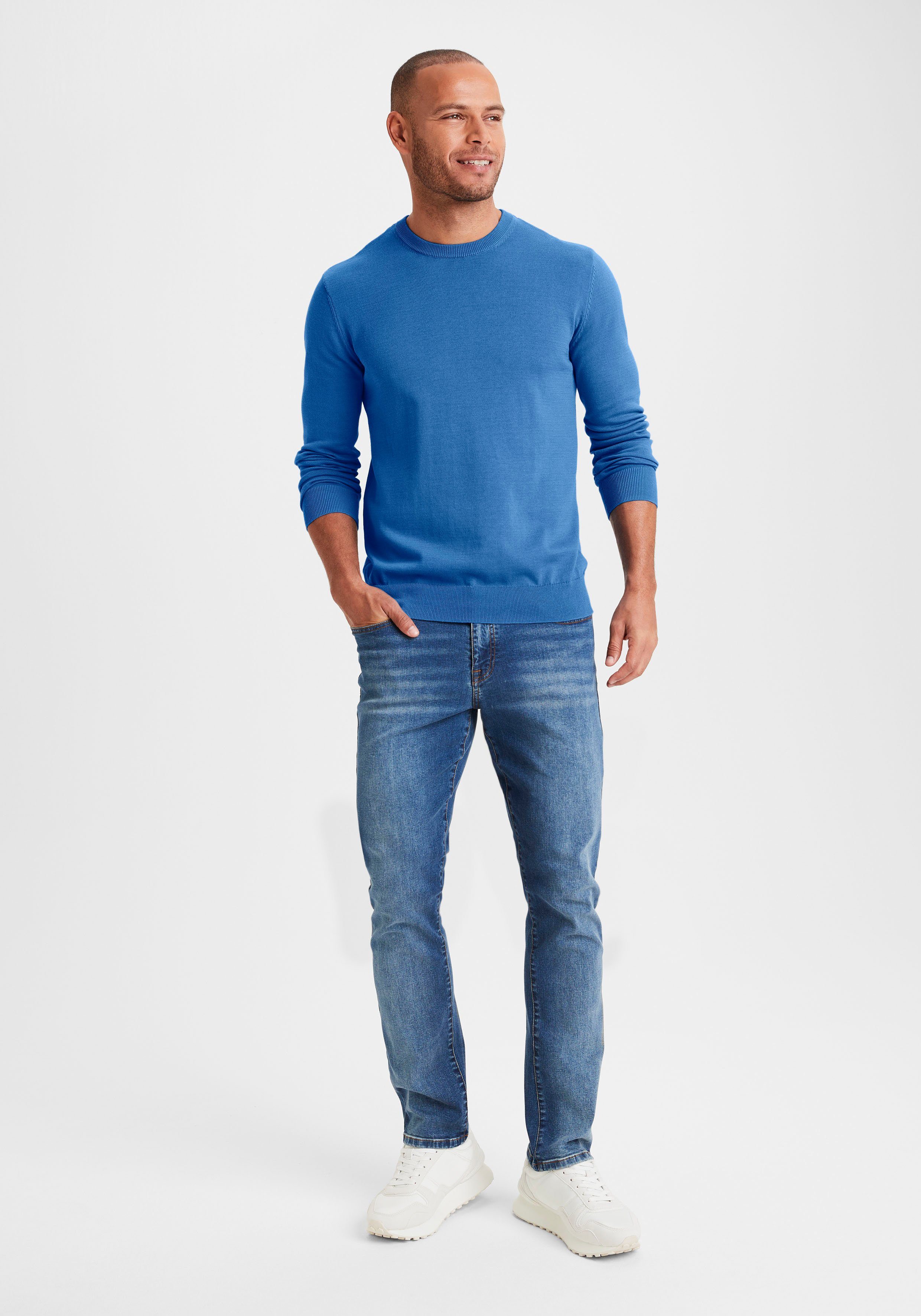 H.I.S Gebreide trui Regular fit, lange mouwen, pullover van fijn breiwerk, katoenmix