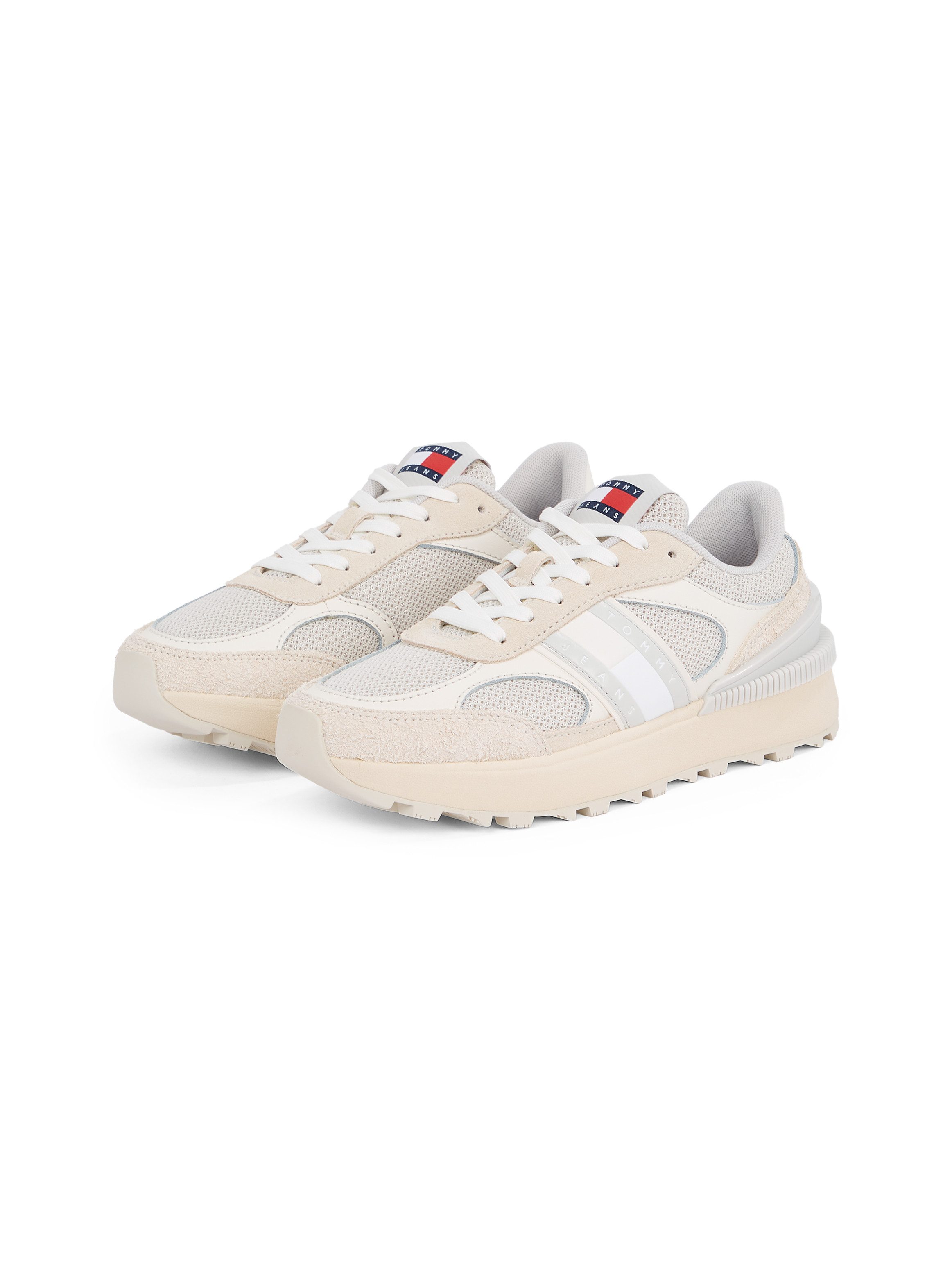 TOMMY JEANS Plateausneakers TJW TECH RUNNER vrijetijdsschoen, lage schoen, veterschoen in materiaal-mix