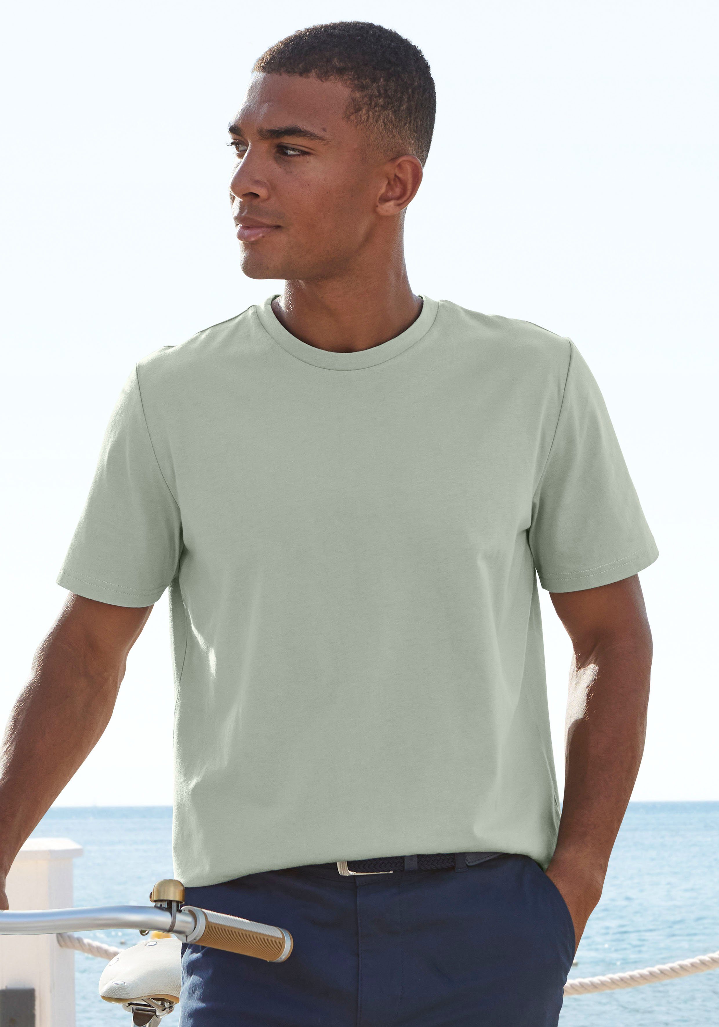 Beachtime T-shirt Vrijetijdsshirt met ronde hals en frontprint van 100% katoen (set, 2-delig)