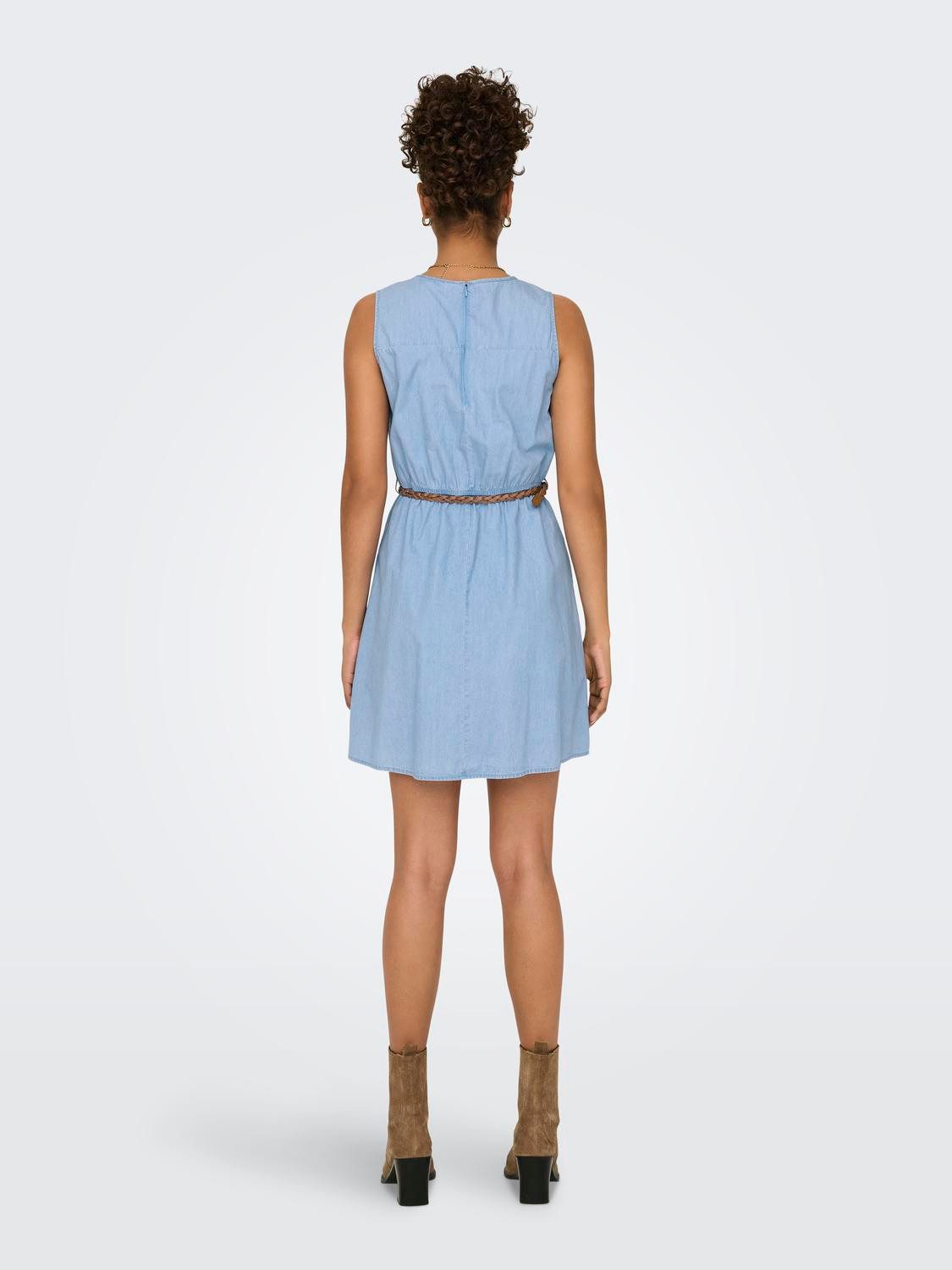 Only Jeans jurk ONLBEA S L BRAIDED BELT DRESS DNM FS