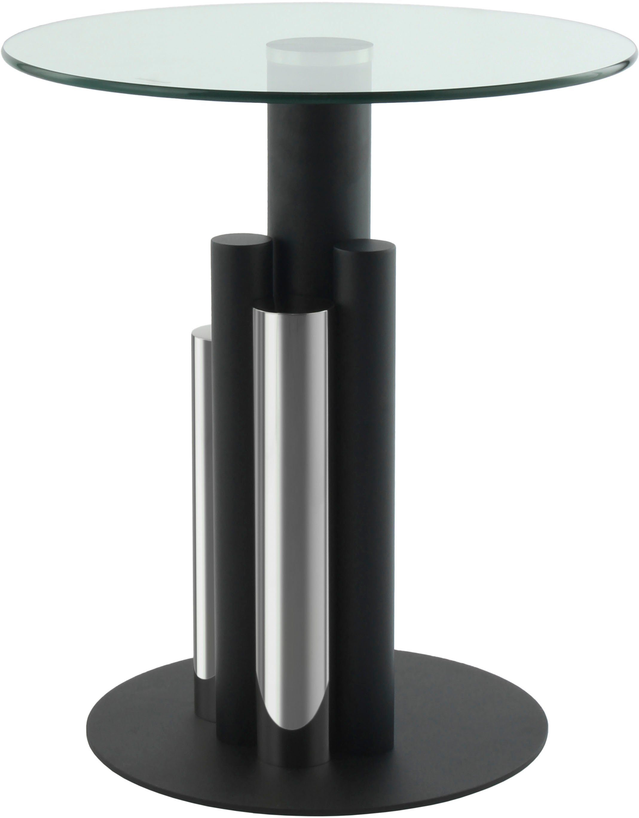 Kayoom Bijzettafel Ontario 225, ronde glasplaat van veiligheidsglas, 100% roestvrijstaal (1 stuk)