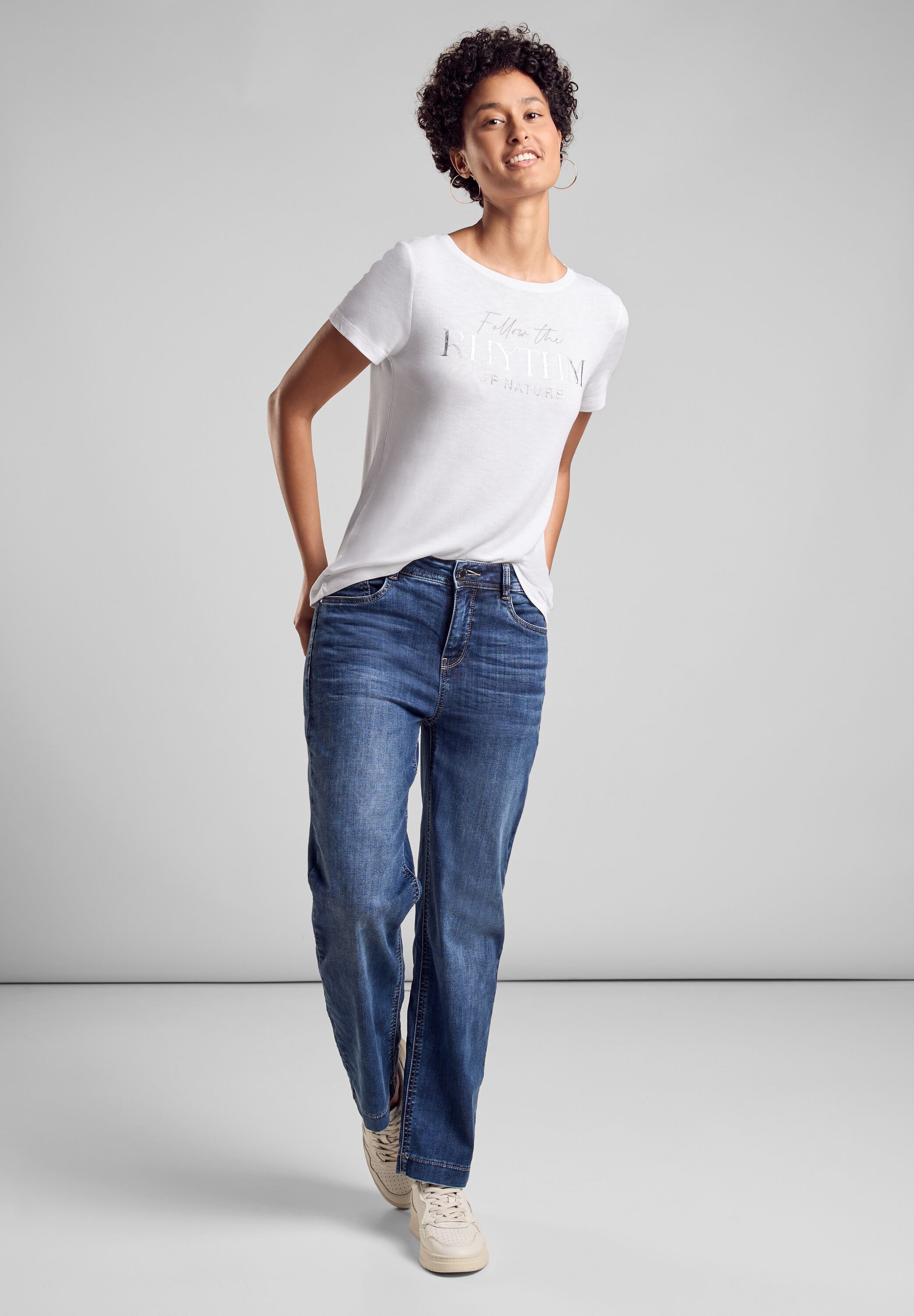 STREET ONE Shirt met ronde hals RHYTHM met belettering