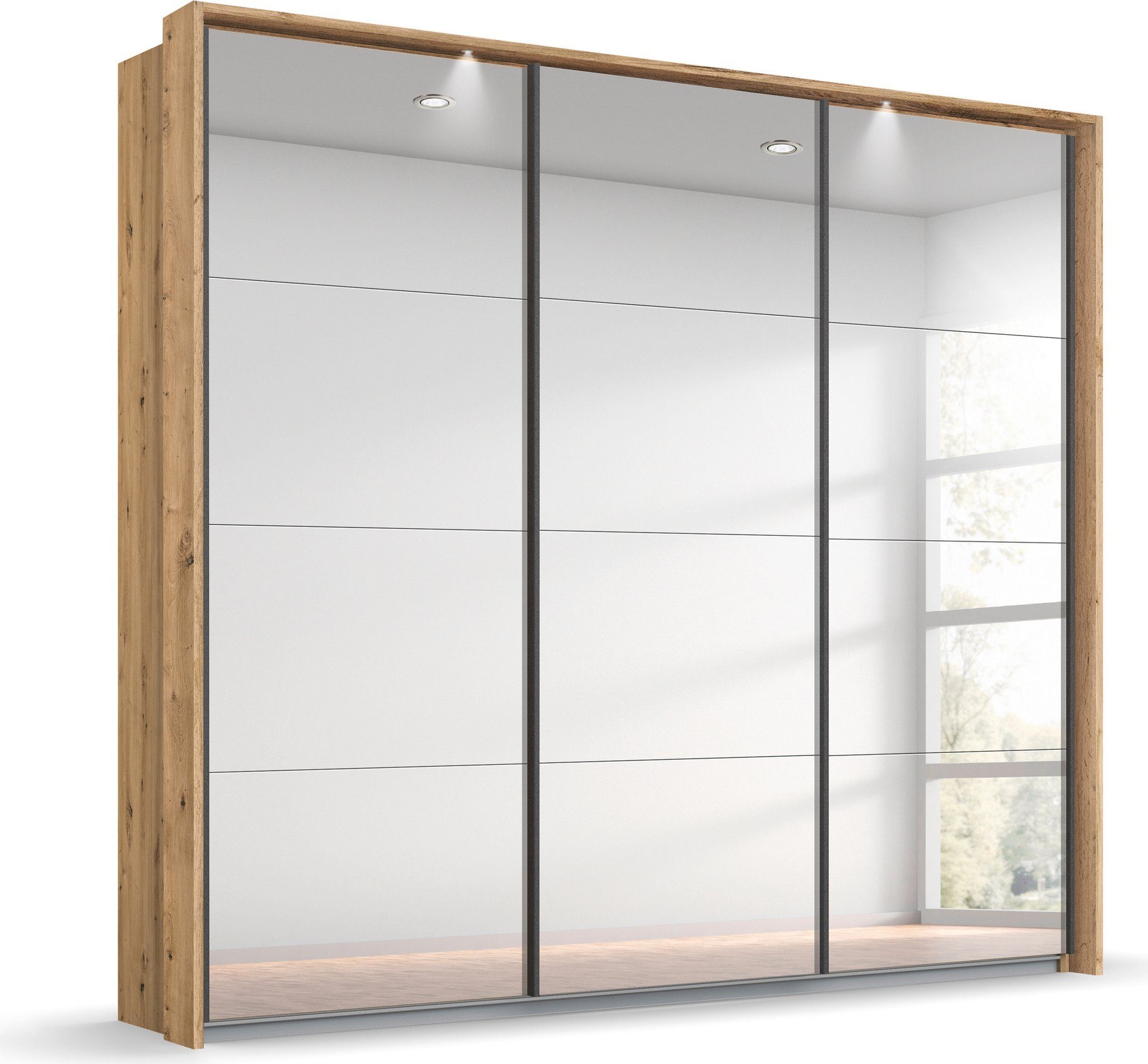 rauch Zweefdeurkast Oteli met spiegelfront en passe-partout, optioneel met verlichting