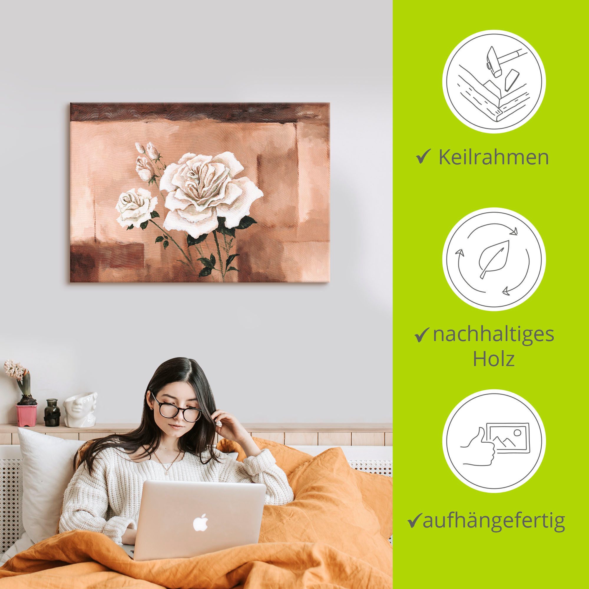 Artland Artprint op linnen Rosen gespannen op een spieraam