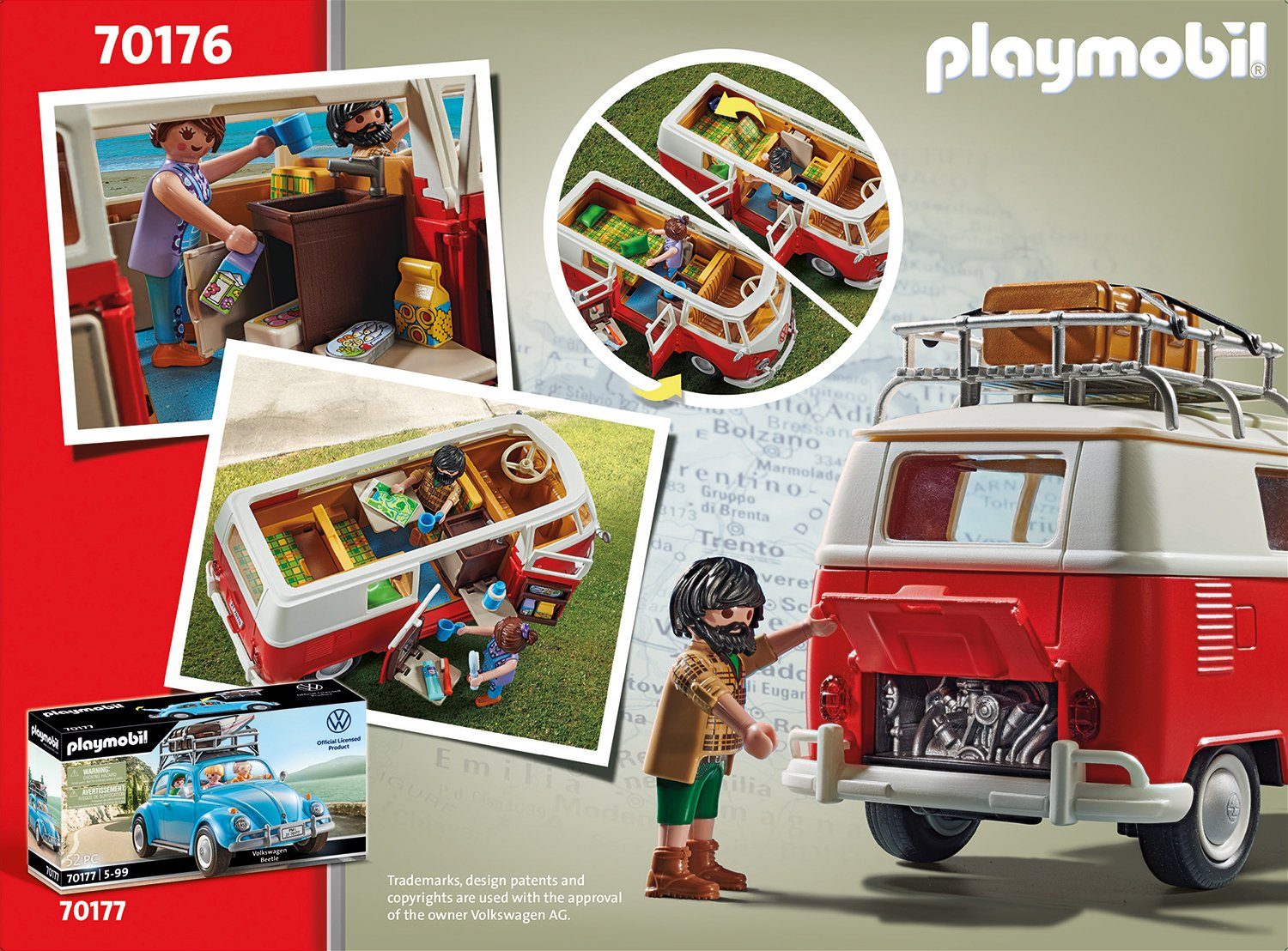 Playmobil® Constructie-speelset Volkswagen T1 campingbus (70176) VW licentie (74-delig)