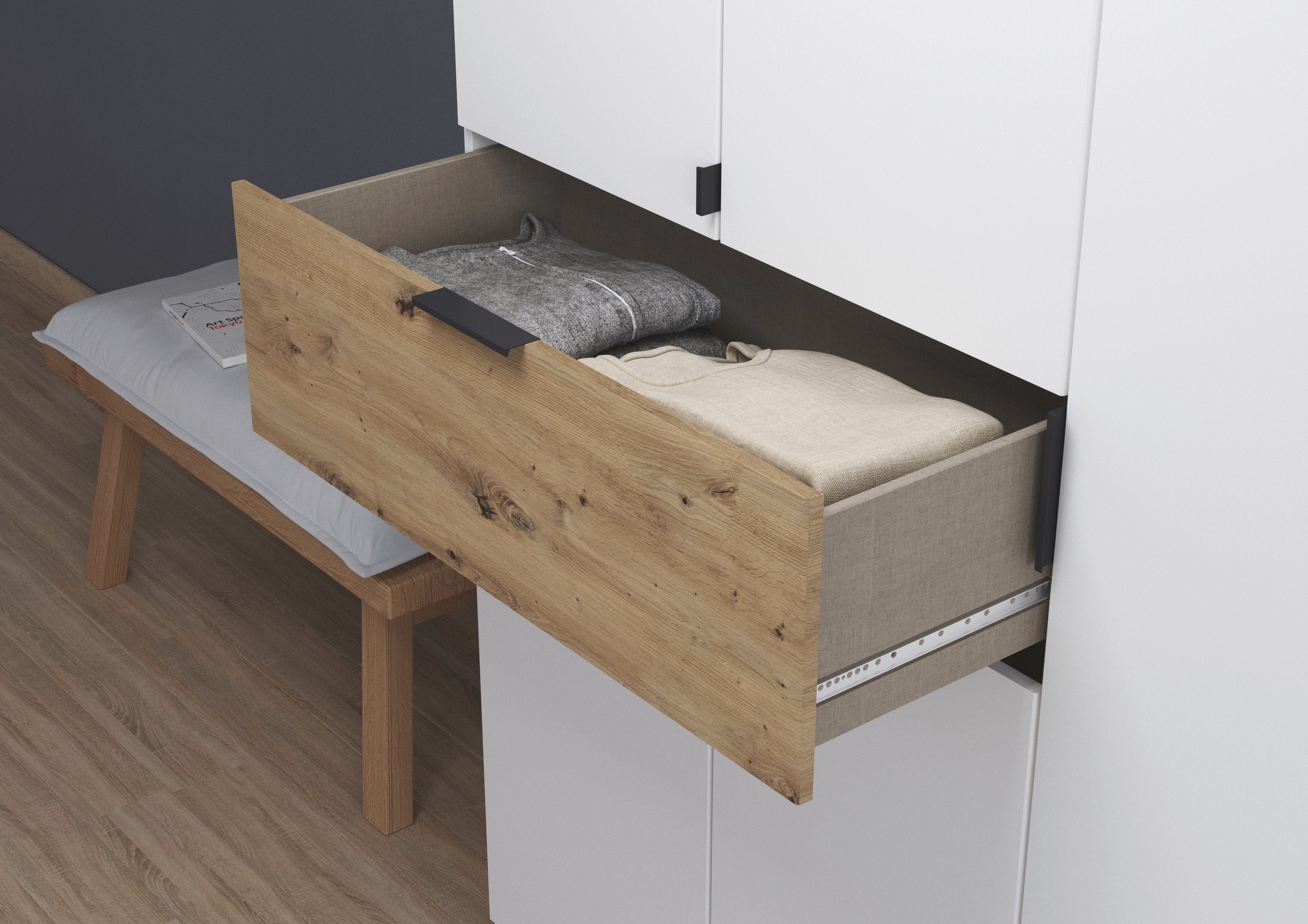 rauch Draaideurkast Kledingkast kast garderobe waskast TICAO met 2 ruime lades, veel opbergruimte made in germany