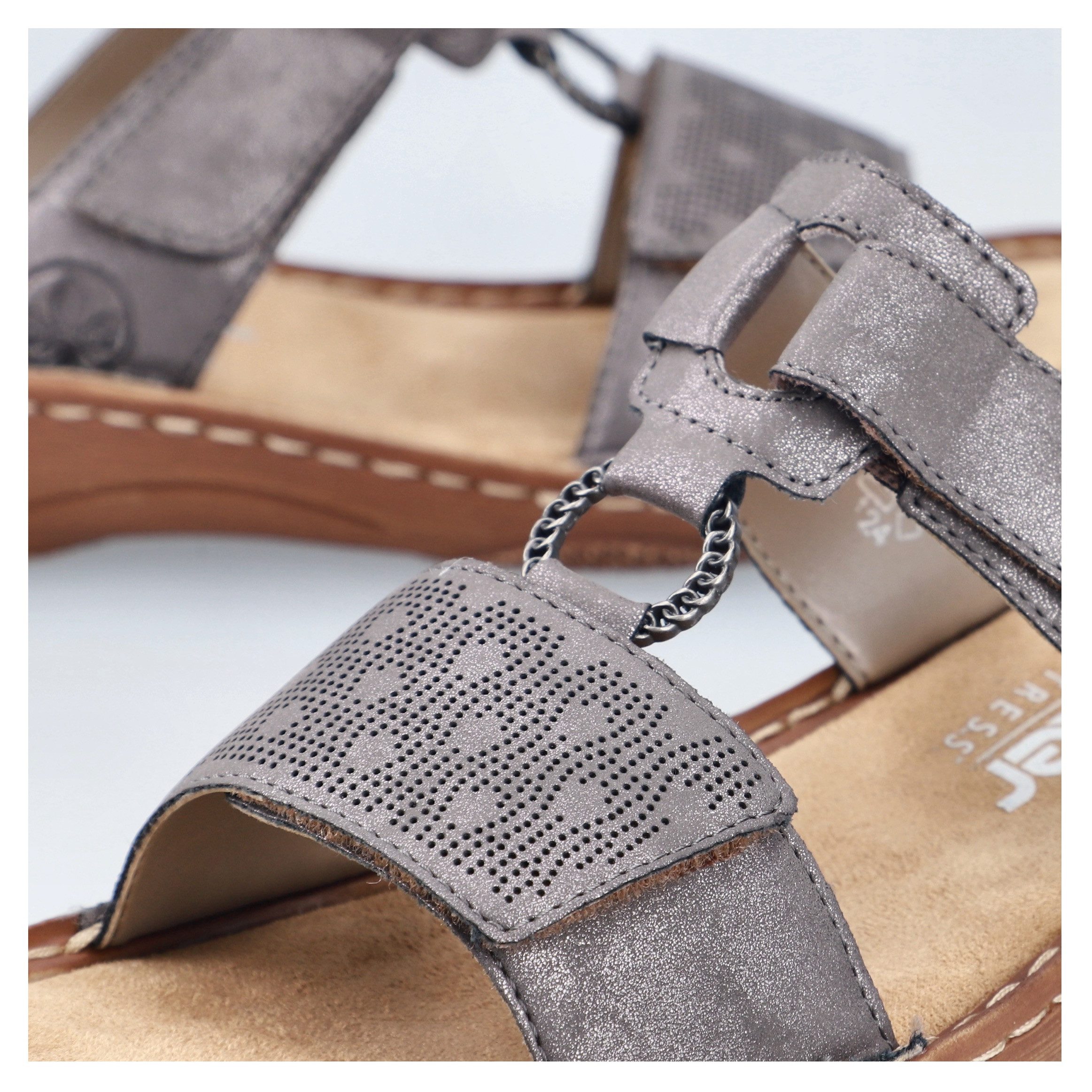 Rieker Slippers Zomerschoen, slippers, vakantieschoen, klittenbandschoen met perforatie
