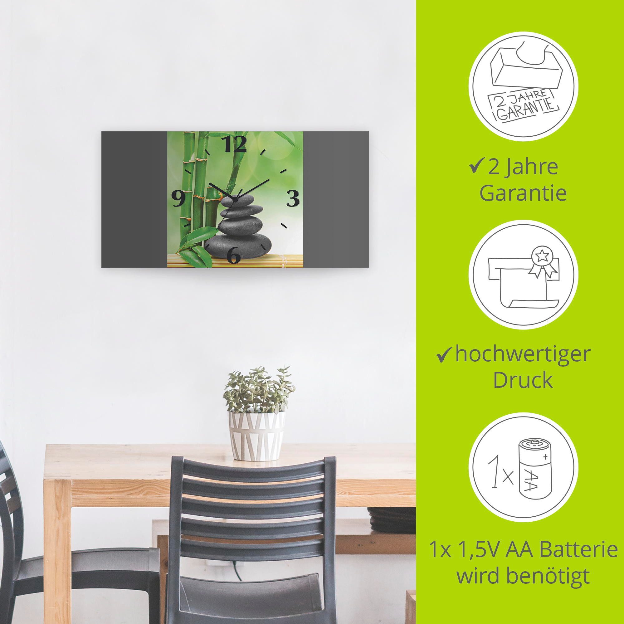 Artland Wandklok Spa concept zen basaltstenen 3d-look geschulpt, met kwarts- of radiografisch uurwerk, verschillende maten