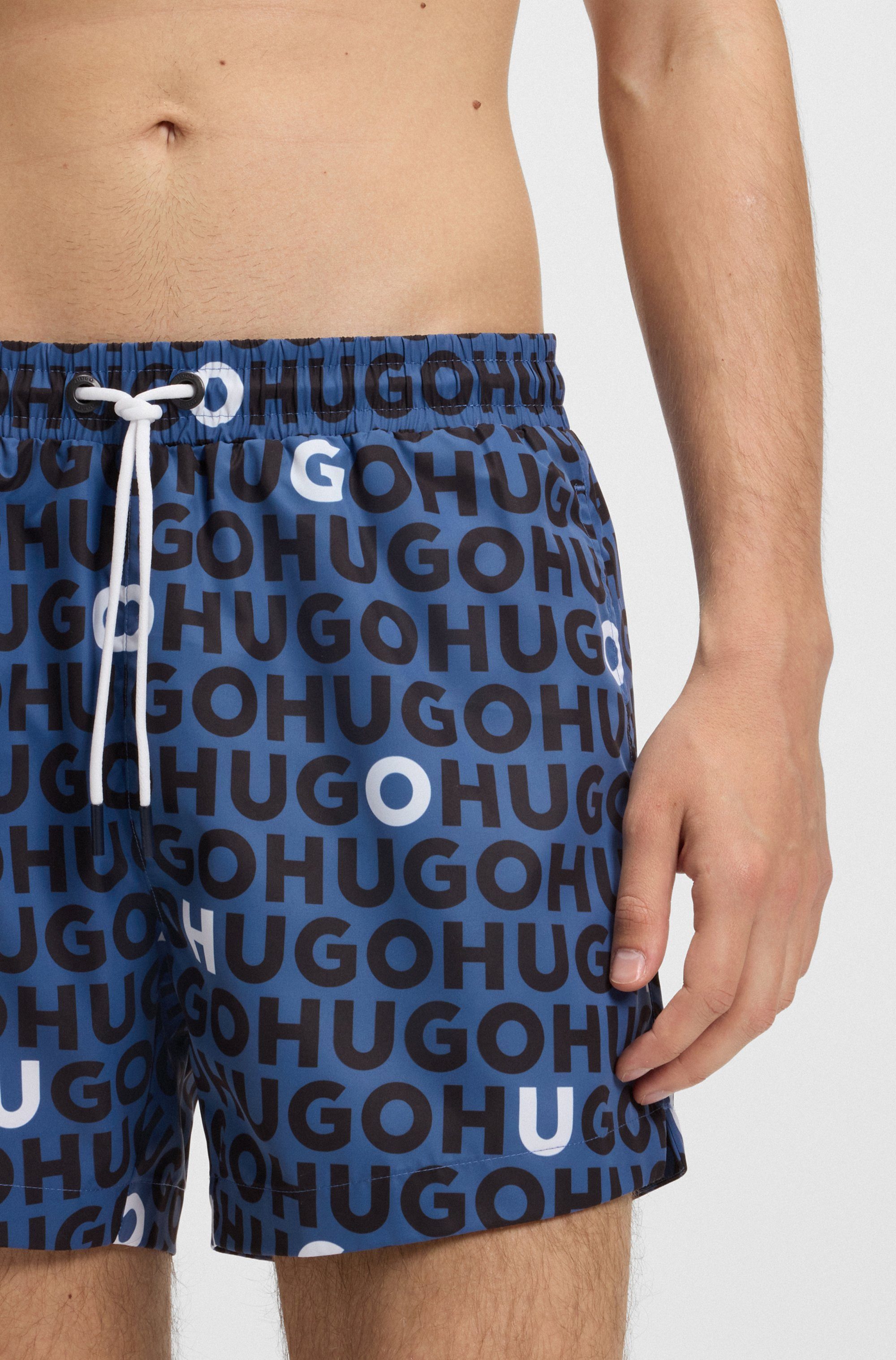 HUGO underwear Zwembroek Tortuga met allover logo-tekst